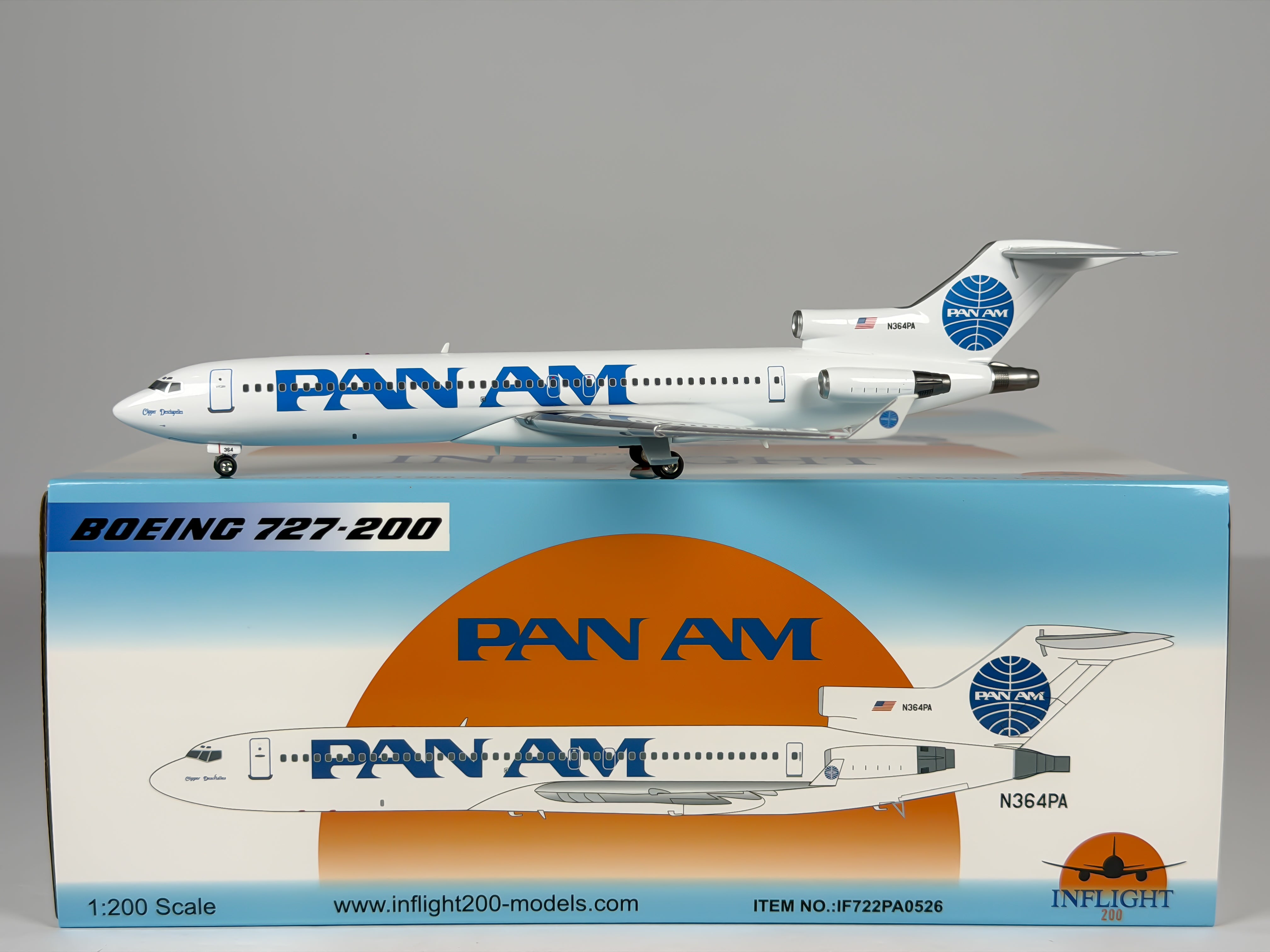 Pan American Boeing 727-200 1:200 Inflight200 N364PA (IF722PA0526) w/ Advanced Winglets