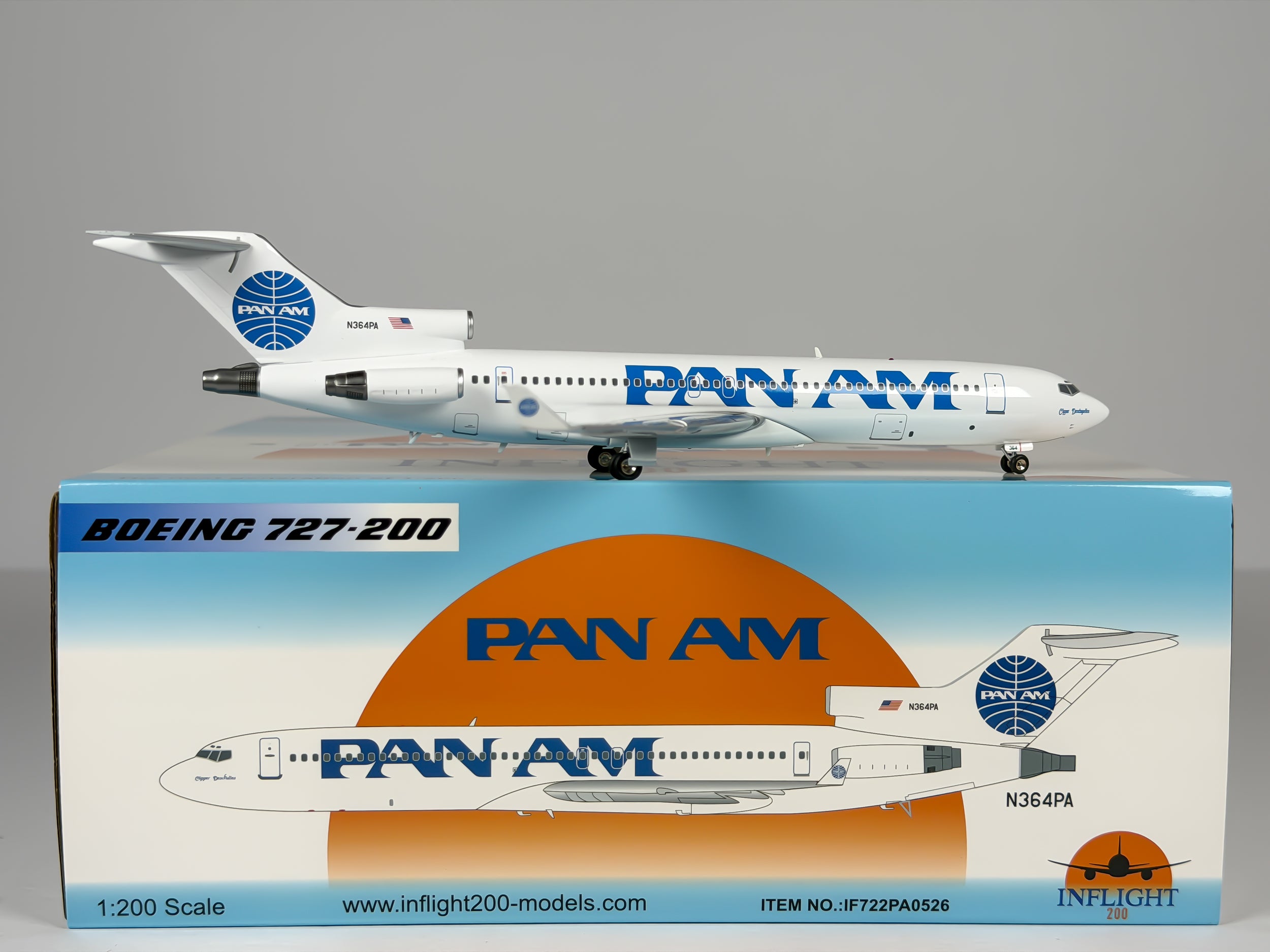Pan American Boeing 727-200 1:200 Inflight200 N364PA (IF722PA0526) w/ Advanced Winglets