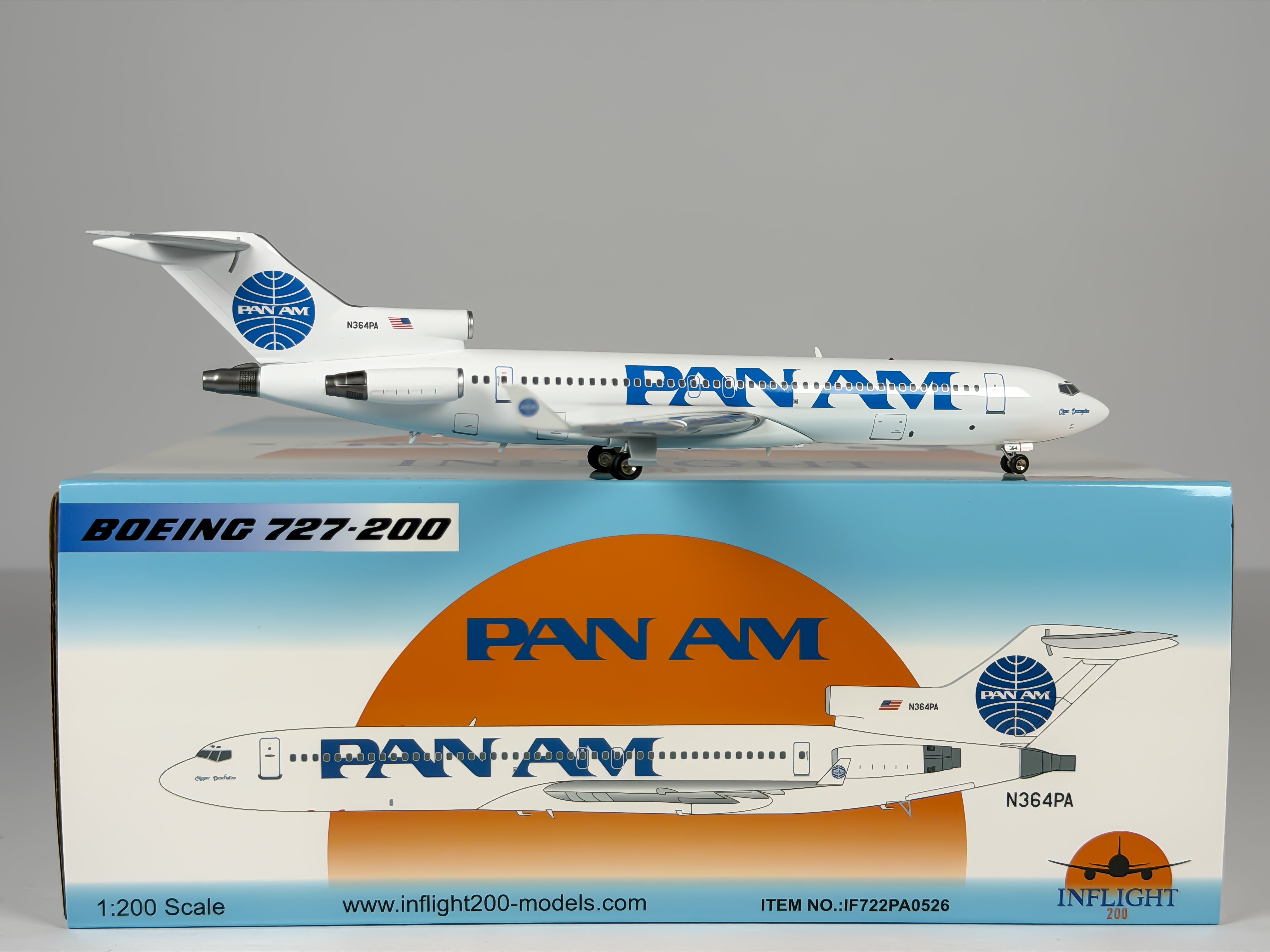 Pan American Boeing 727-200 1:200 Inflight200 N364PA (IF722PA0526) w/ Advanced Winglets