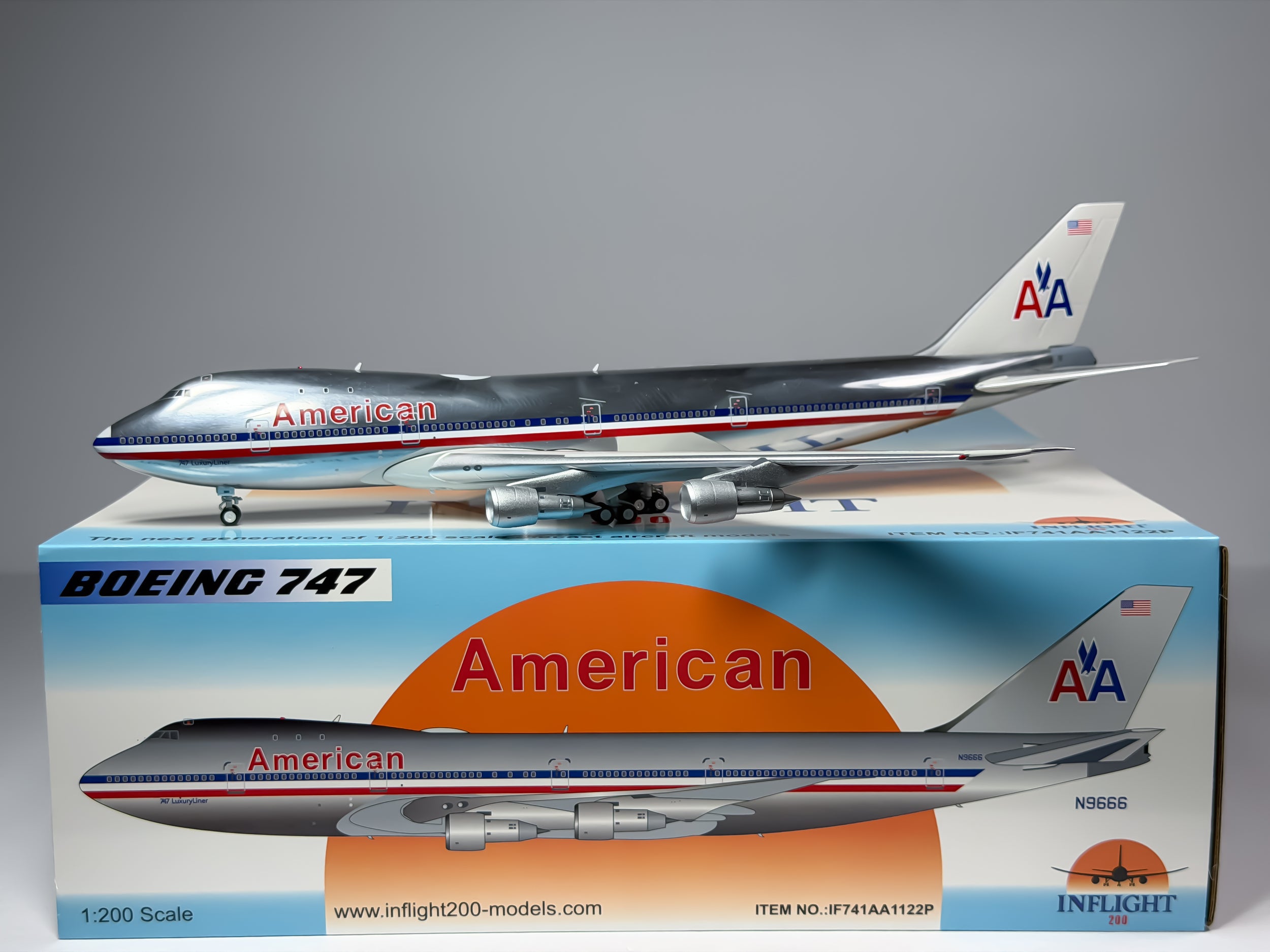 American Airlines Boeing 747-100 1:200 Inflight200 N9666 (IF741AA1122P)