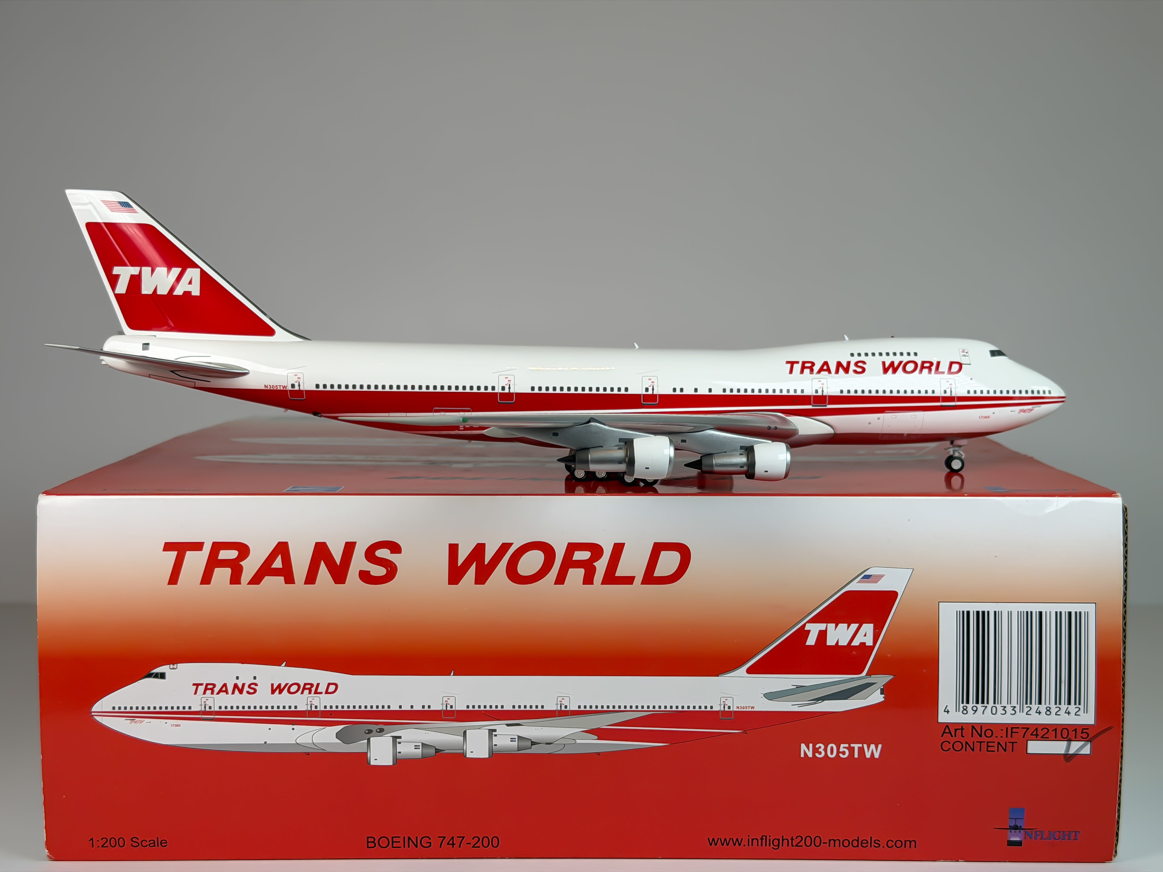 Trans World Airlines (TWA) Boeing 747-200 1:200 Inflight200 N305TW (IF7421015)