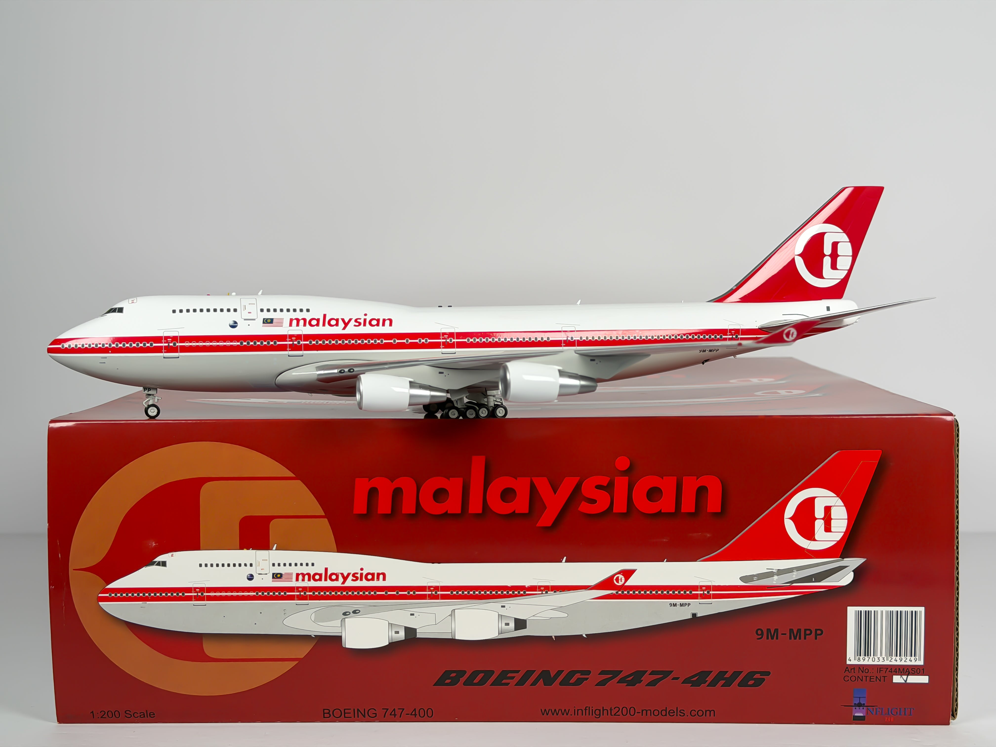 Malaysian Airline System (MAS) Boeing 747-400 1:200 Inflight200 9M-MPP (IF744MAS01)