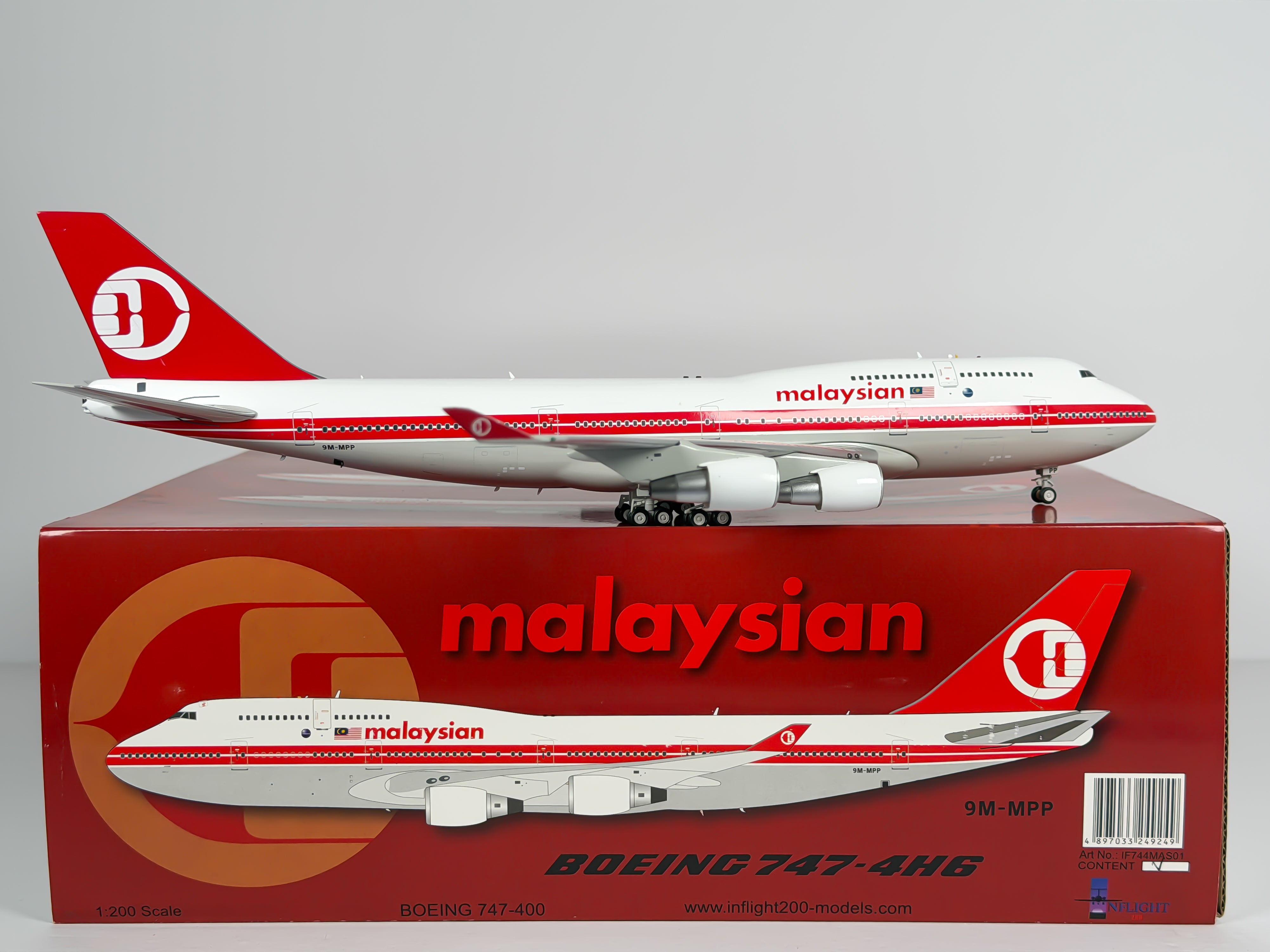 Malaysian Airline System (MAS) Boeing 747-400 1:200 Inflight200 9M-MPP (IF744MAS01)