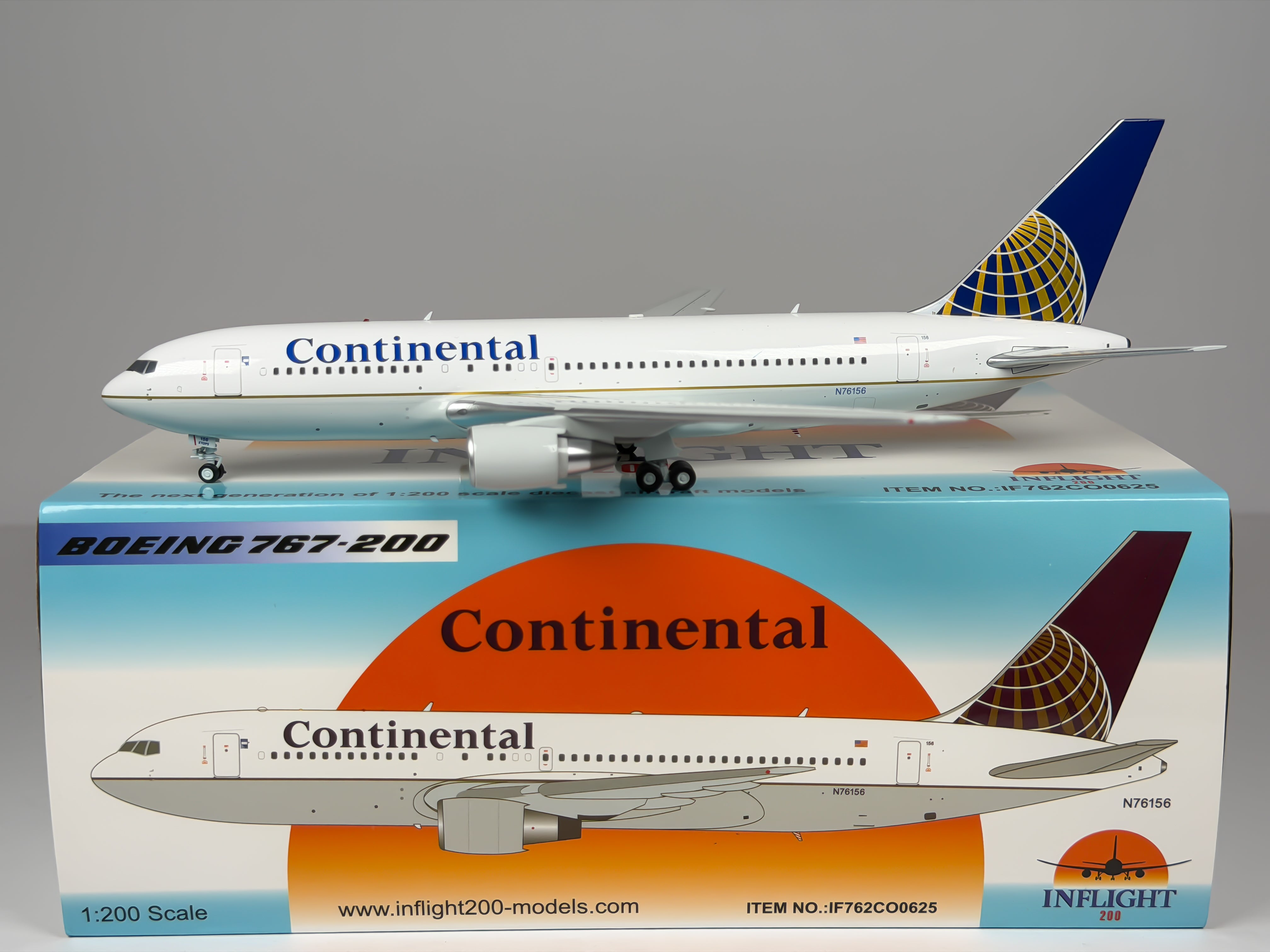 Continental Airlines Boeing 767-200 1:200 Inflight200 N76156 (IF762CO0625)