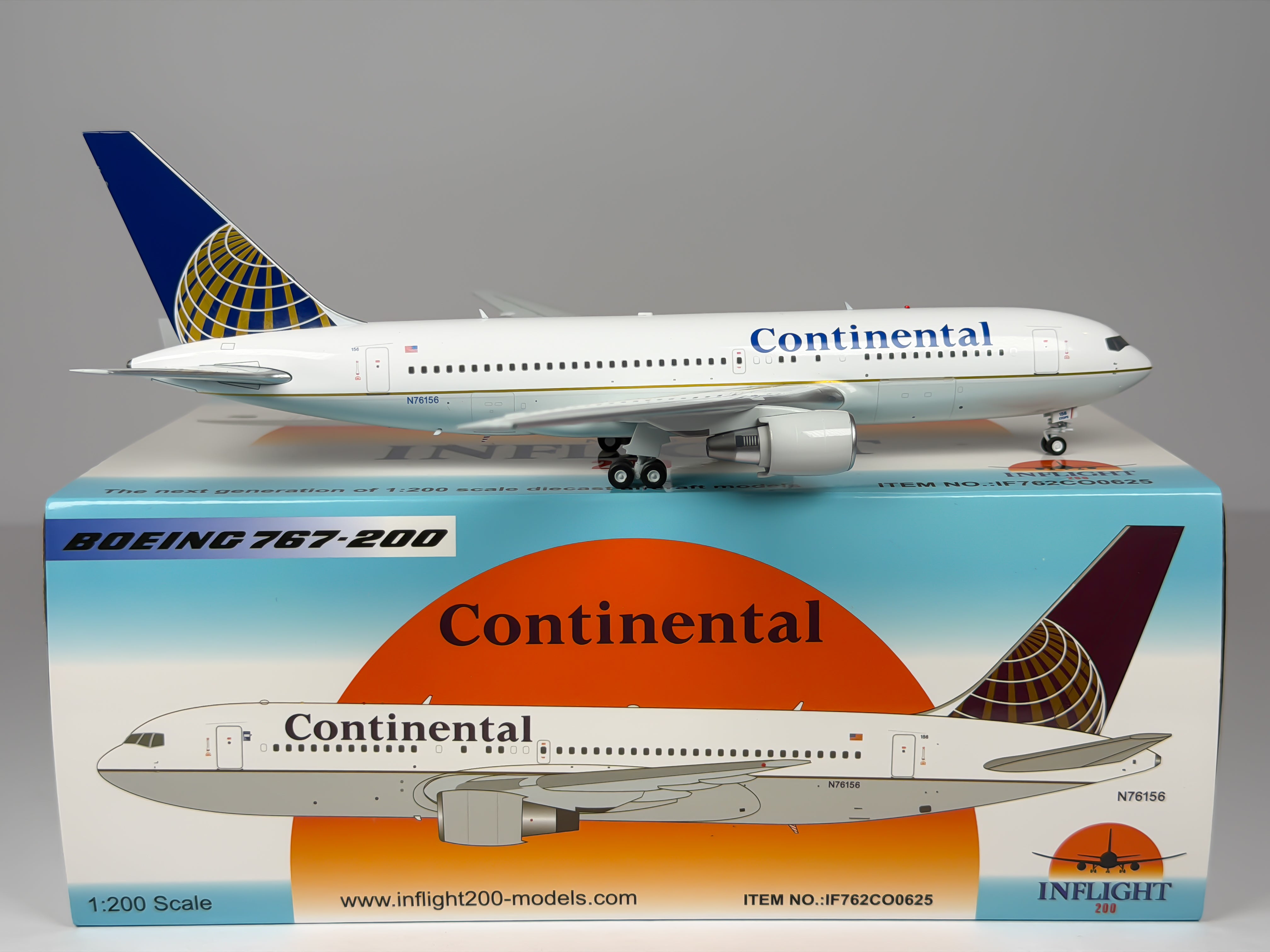 Continental Airlines Boeing 767-200 1:200 Inflight200 N76156 (IF762CO0625)