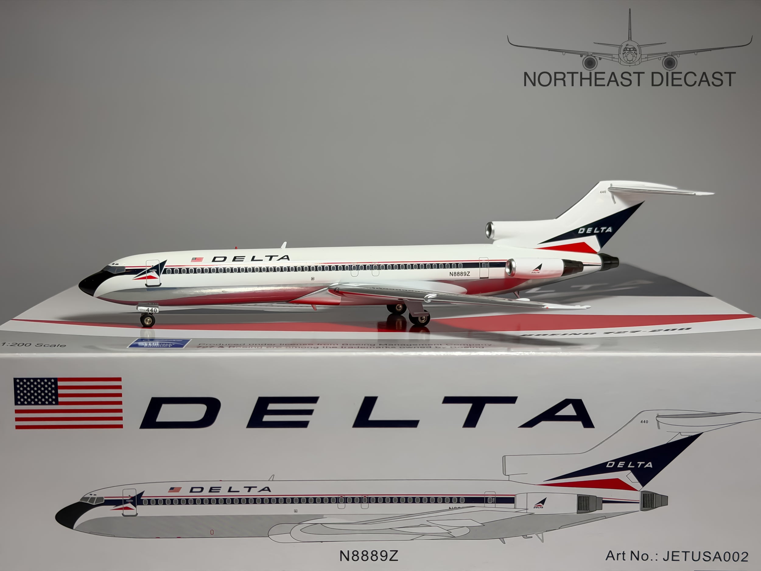 Delta Air Lines Boeing 727-200 1:200 Inflight200 N8889Z (IFJETUSA002P)