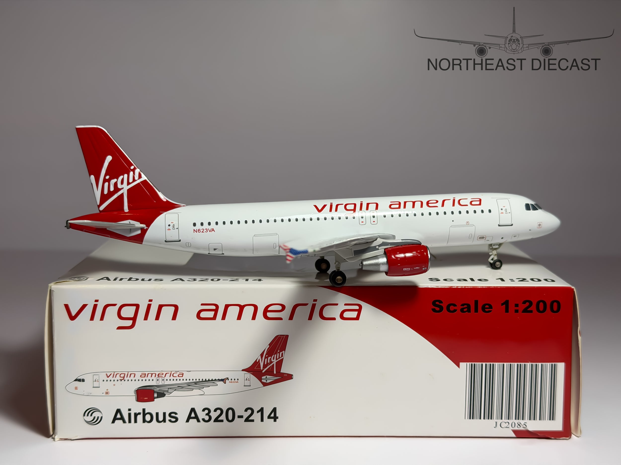 Virgin America Airbus A320-200 1:200 JC Wings N623VA (JC2085)