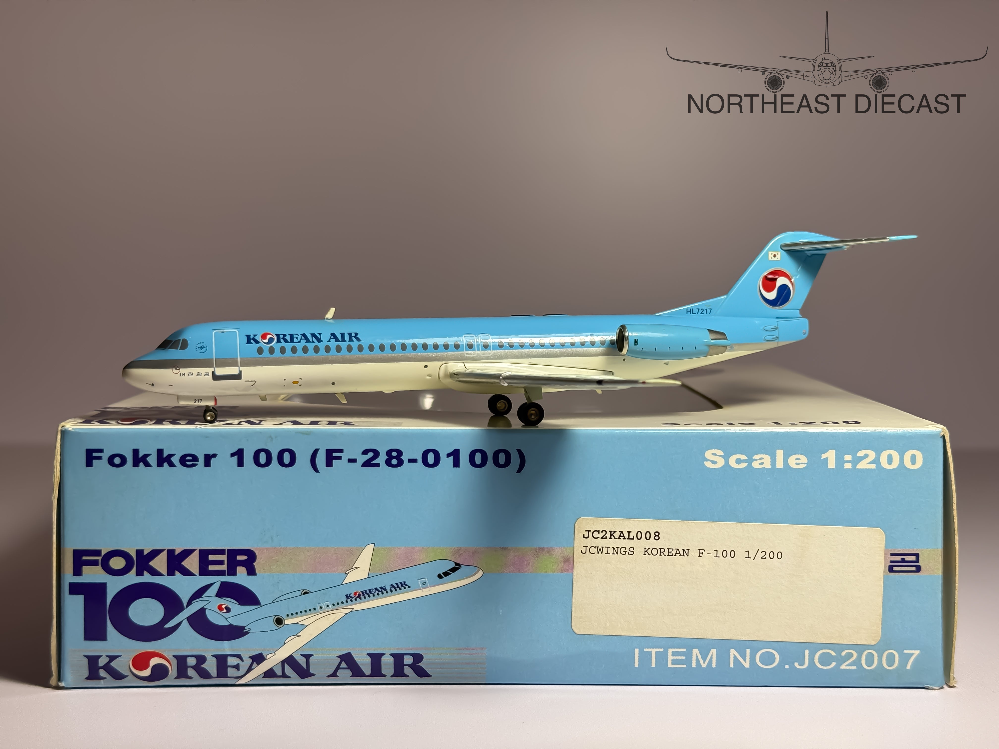Korean Air Fokker 100 1:200 JC Wings HL7217 (JC2KAL008)