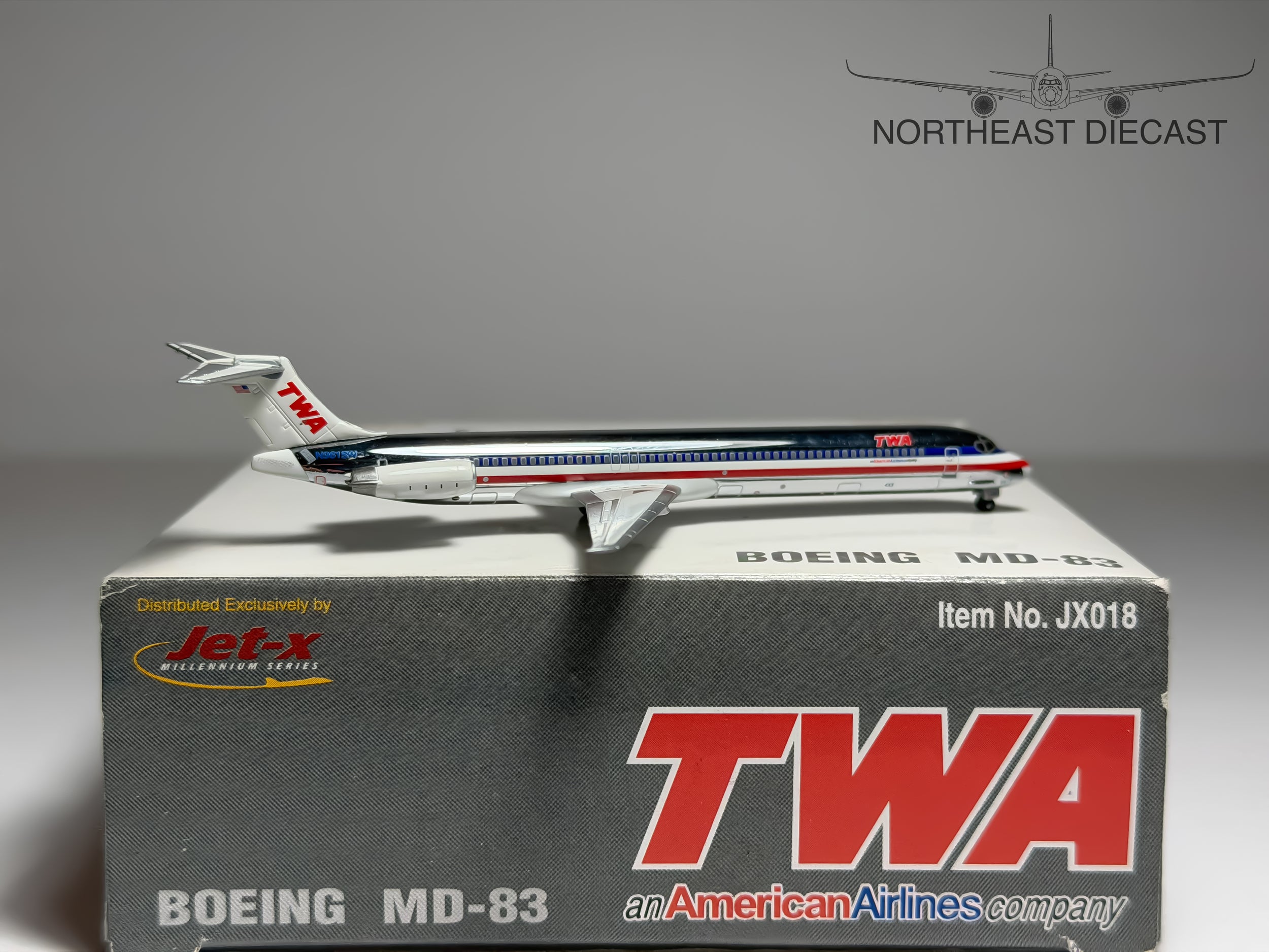 TWA Trans World Airlines McDonnell Douglas MD-83 1:400 Jet-X N9615W (JX018)