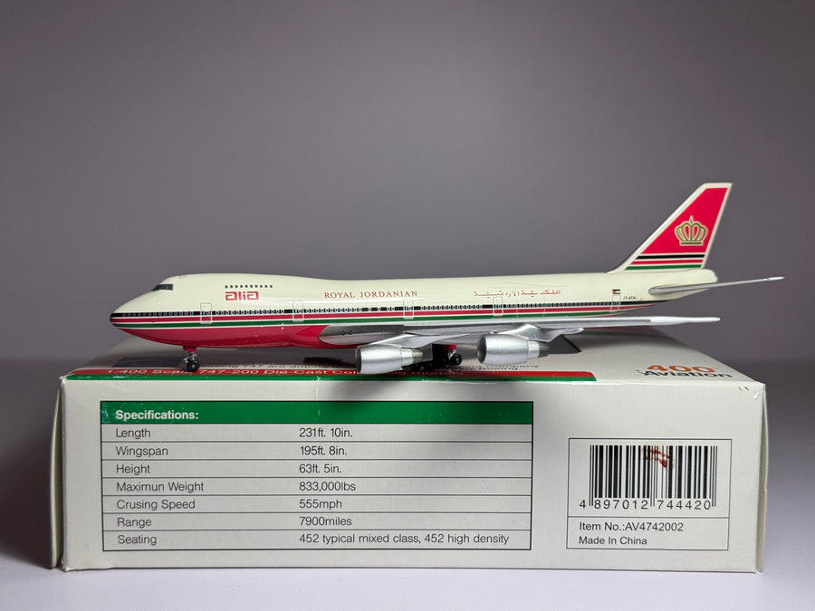 Aviation400 1:400 Alia Royal Jordanian Boeing 747-300 JY-AFA Experimental colors AV4742002