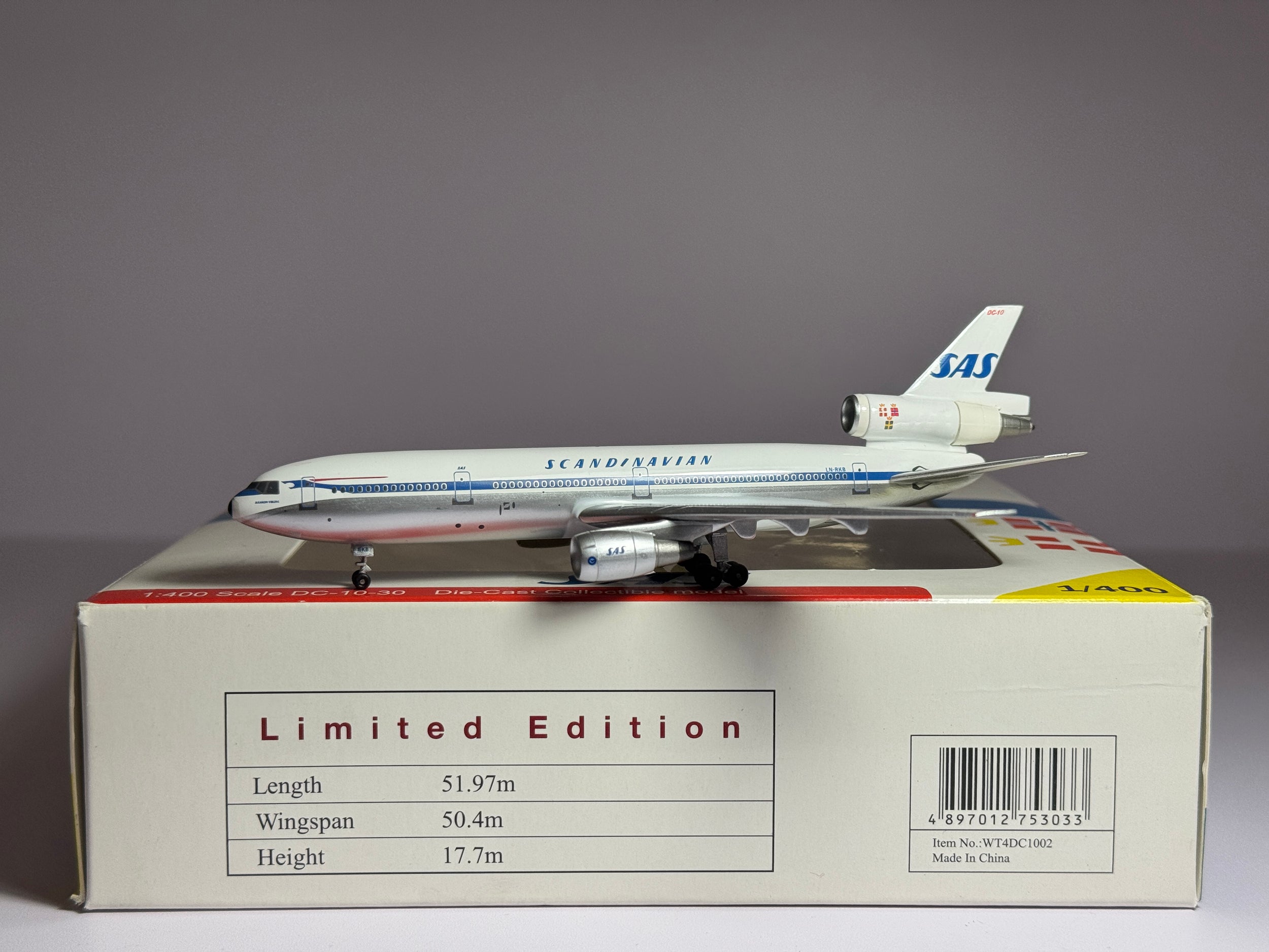 Witty Wings 1:400 Scandinavian Airlines McDonnell Douglas DC-10-30 LN-RKB Viking Ship WTW4DC1002