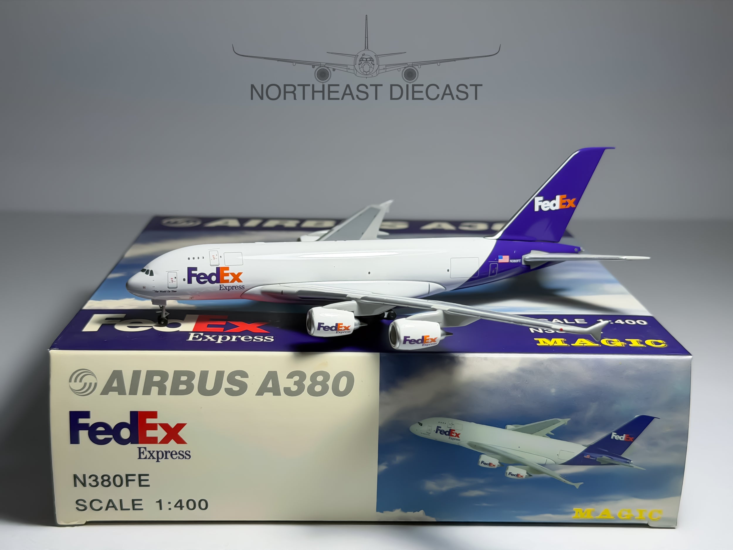 FedEx Express Airbus A380-800 1:400 Magic Models N380FE (MGN380FE)