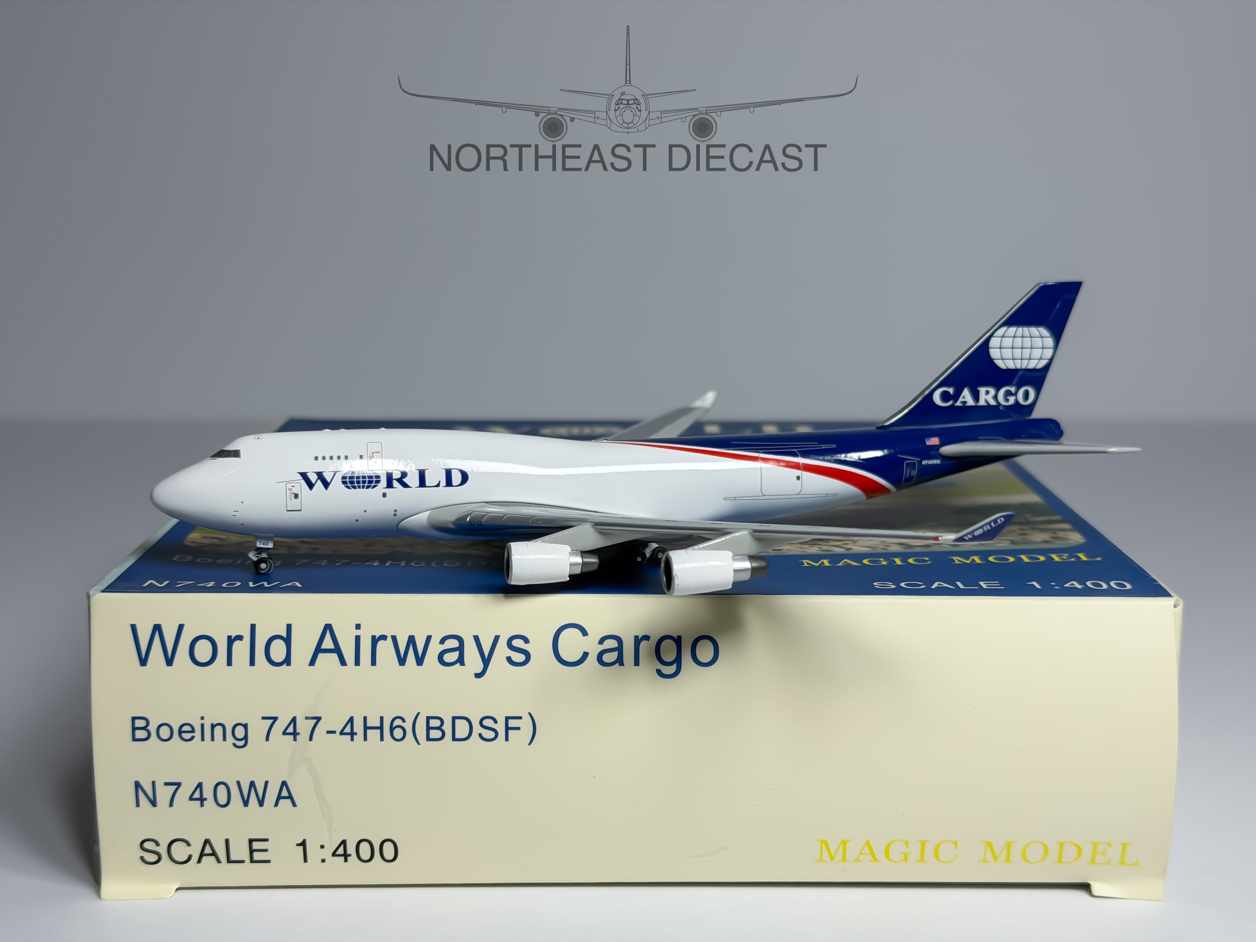 World Airways Cargo Boeing 747-400F 1:400 Magic Models N740WA (MGN740WA)