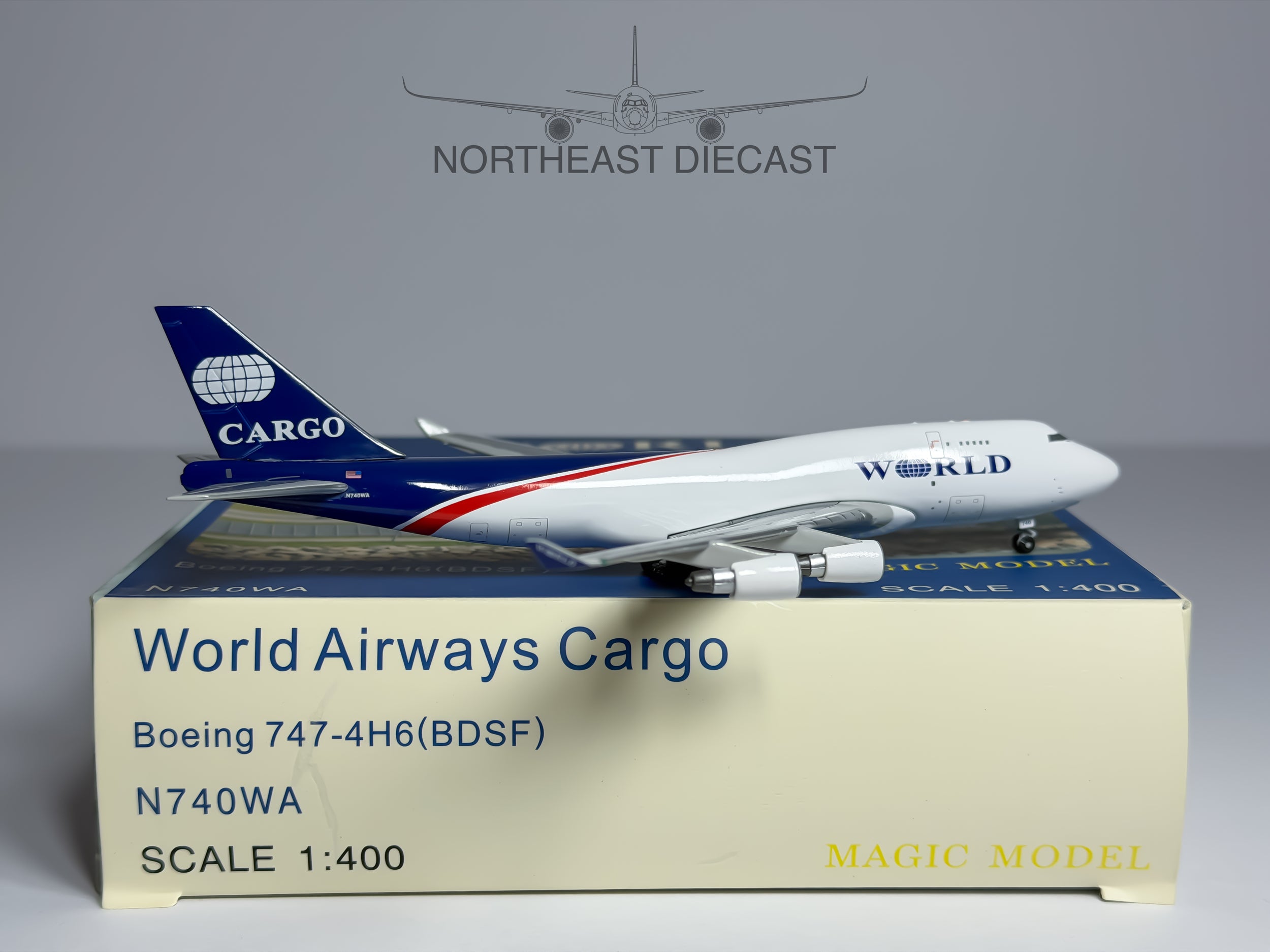 World Airways Cargo Boeing 747-400F 1:400 Magic Models N740WA (MGN740WA)