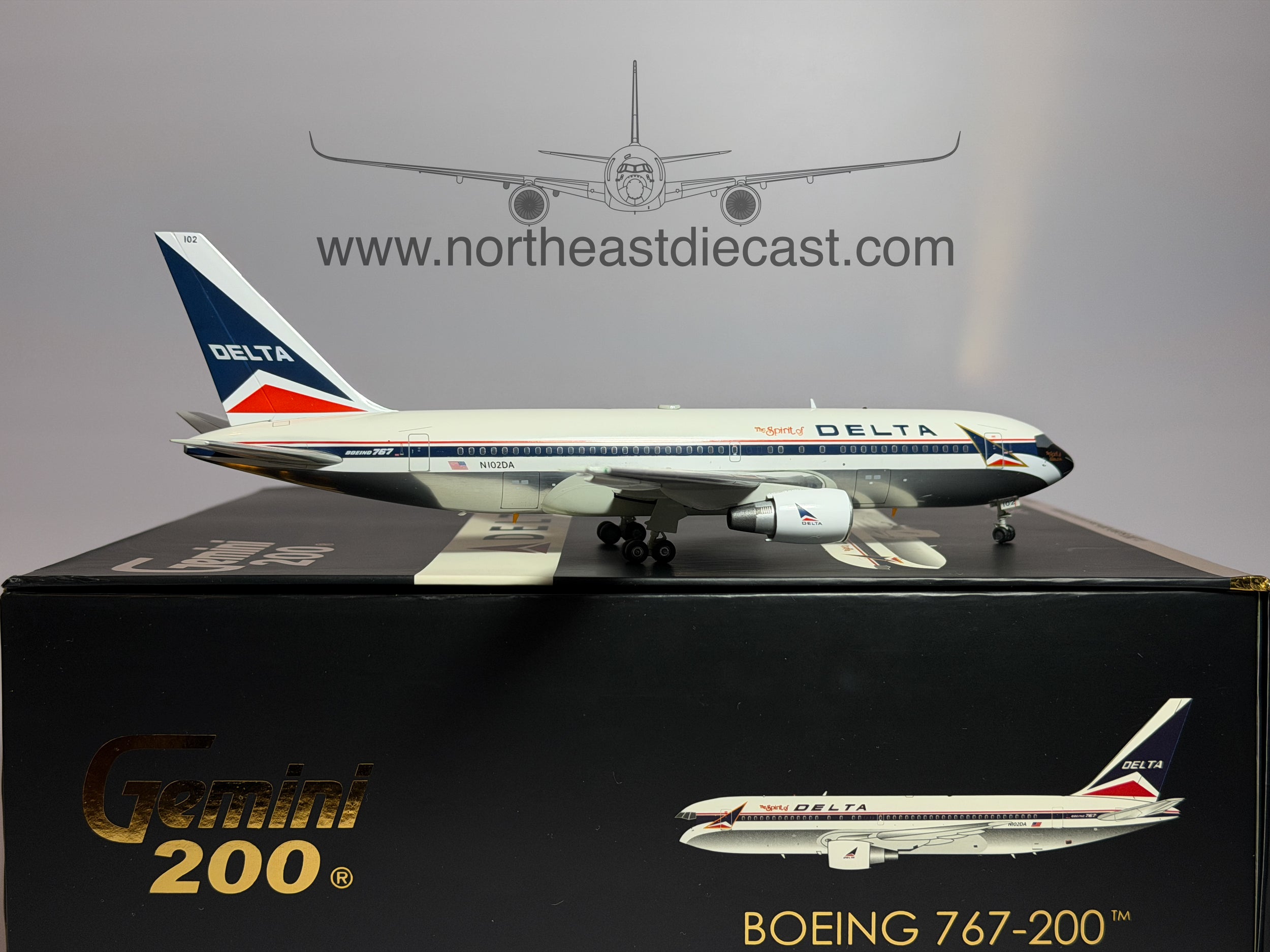 Delta Air Lines Boeing 767-200 1:200 Gemini Jets N102DA (N102DA)