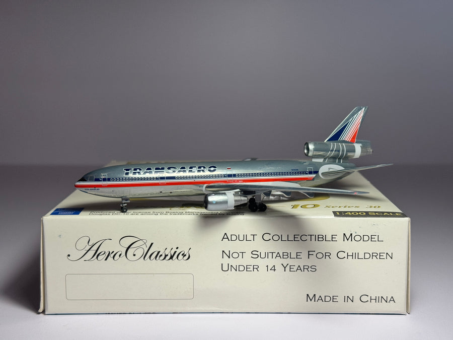 Aeroclassics 1:400 Transaero McDonnell Douglas DC-10-30 N140AA Polished American Hybrid ACN140AA