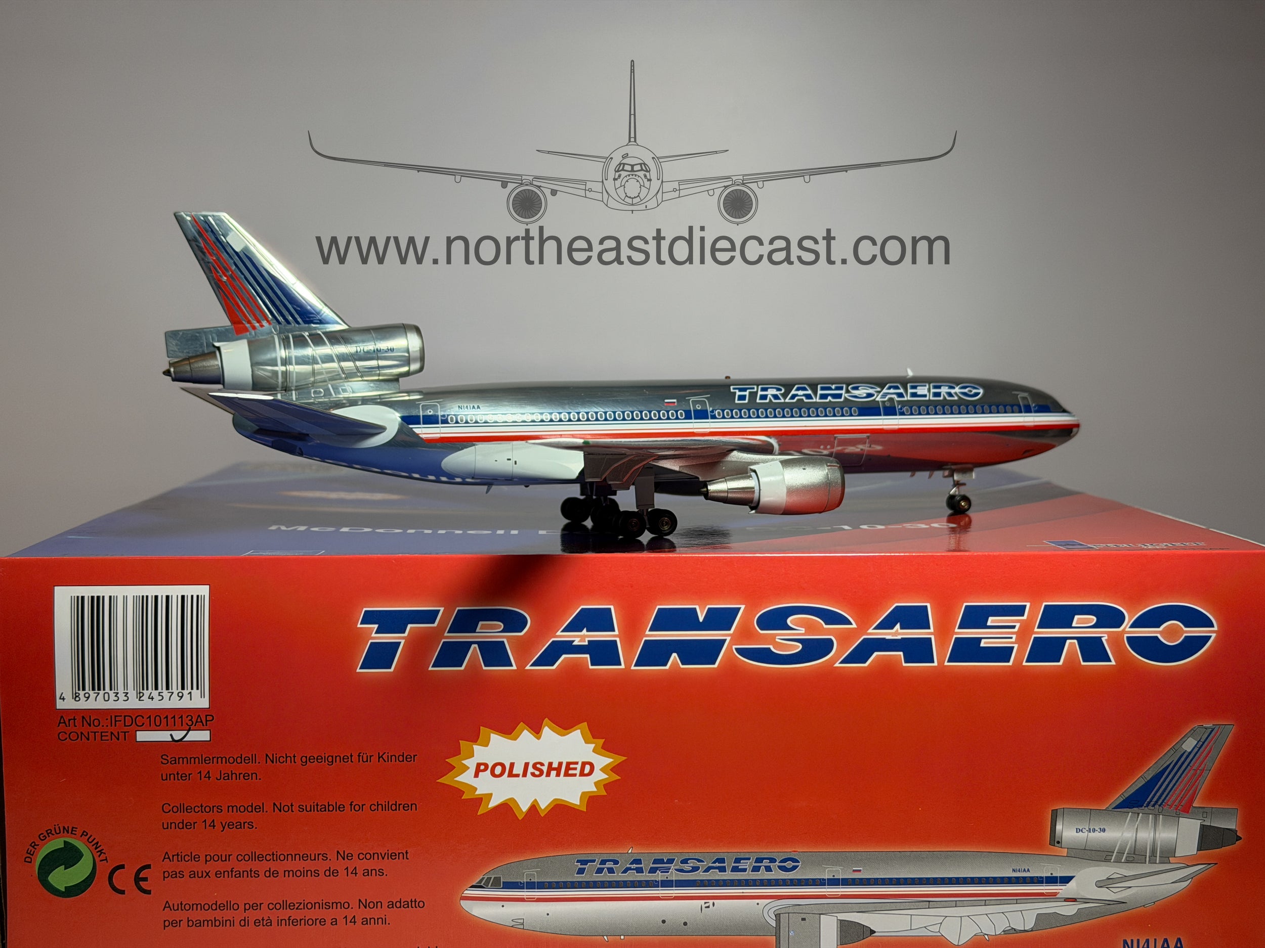 Transaero McDonnell Douglas DC-10-30 1:200 Inflight200 N141AA (IFDC101113AP)