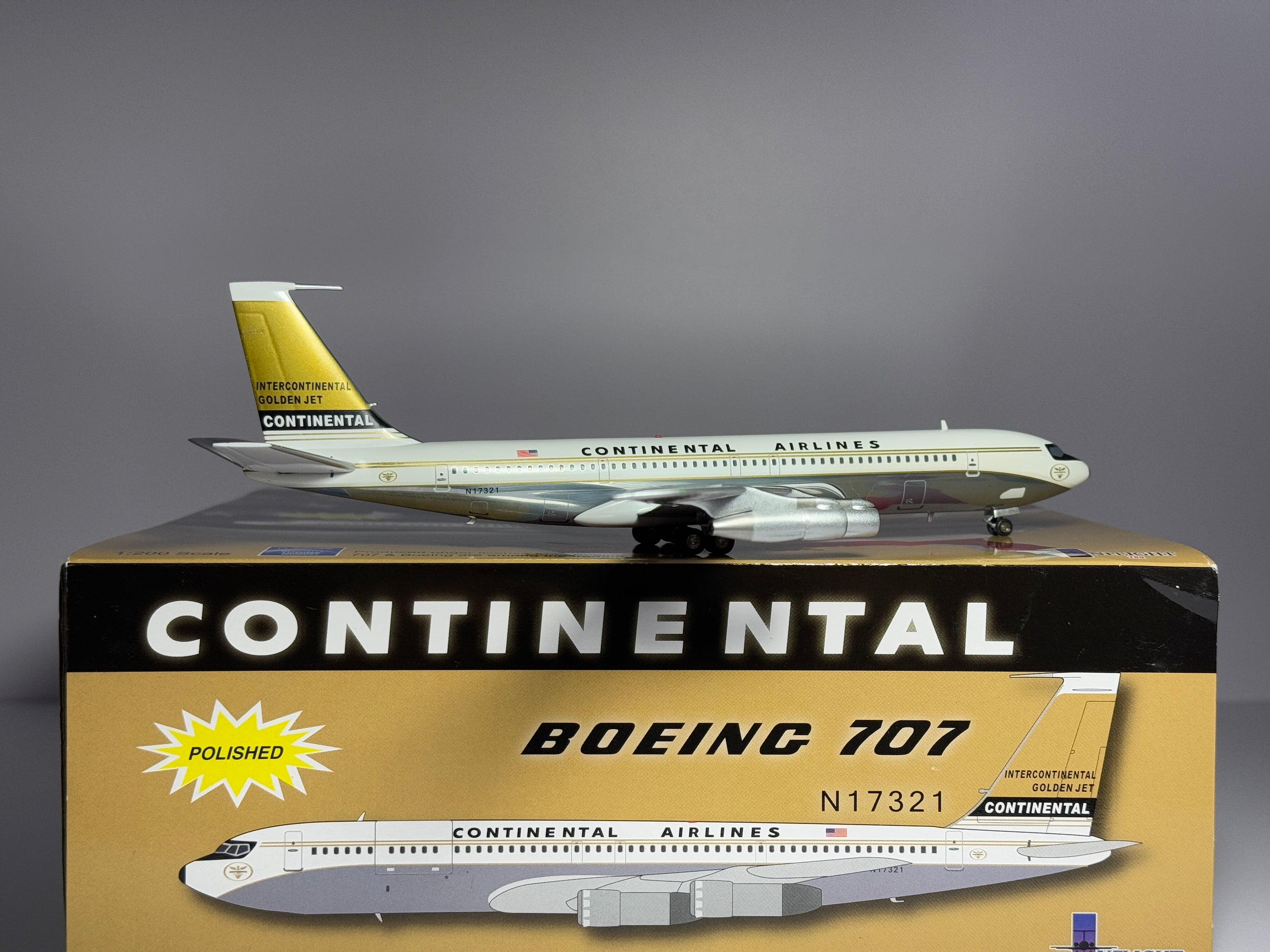 Inflight200 Continental Airlines Boeing 707-300 N17321 Golden Jet IF7070811P