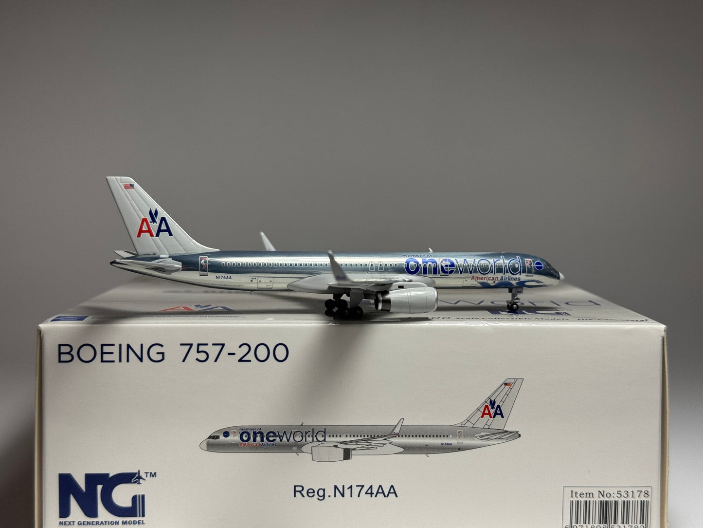 NG Models 1:400 American Airlines Boeing 757-200 N174AA One World Polished Livery NG53178