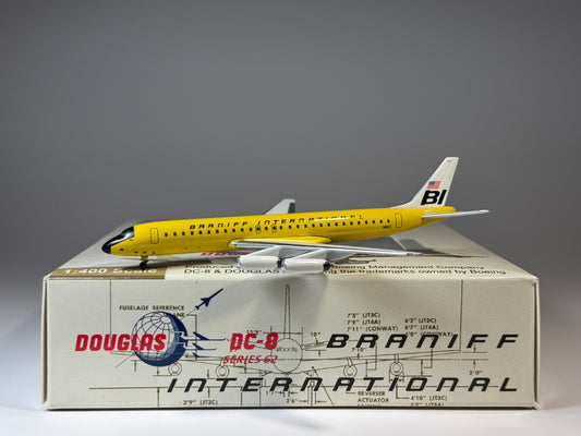 Aeroclassics 1:400 Braniff Douglas DC-8-62 N1803 Yellow Jellybean ACN1803