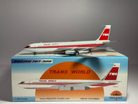 Inflight 1:200 TWA Trans World Boeing 707-320 N18710 Double Stripe IF707TW0625 w/stand