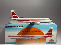 Inflight 1:200 TWA Trans World Boeing 707-320 N18710 Double Stripe IF707TW0625 w/stand