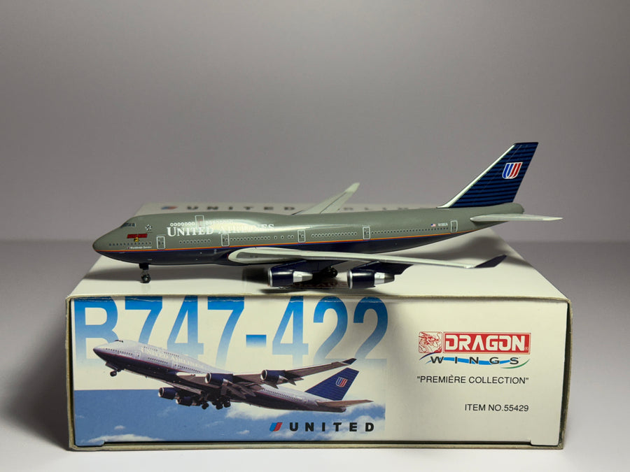 Dragon Wings 1:400 United Airlines Boeing 747-400 N188UA Battleship Grey 55429
