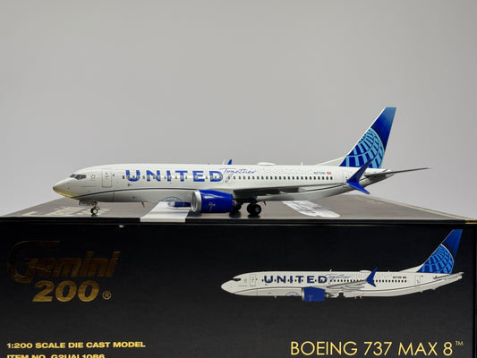 Gemini Jets 1:200 United Airlines Boeing 737 MAX8 N27261 Evo Blue G2UAL1086
