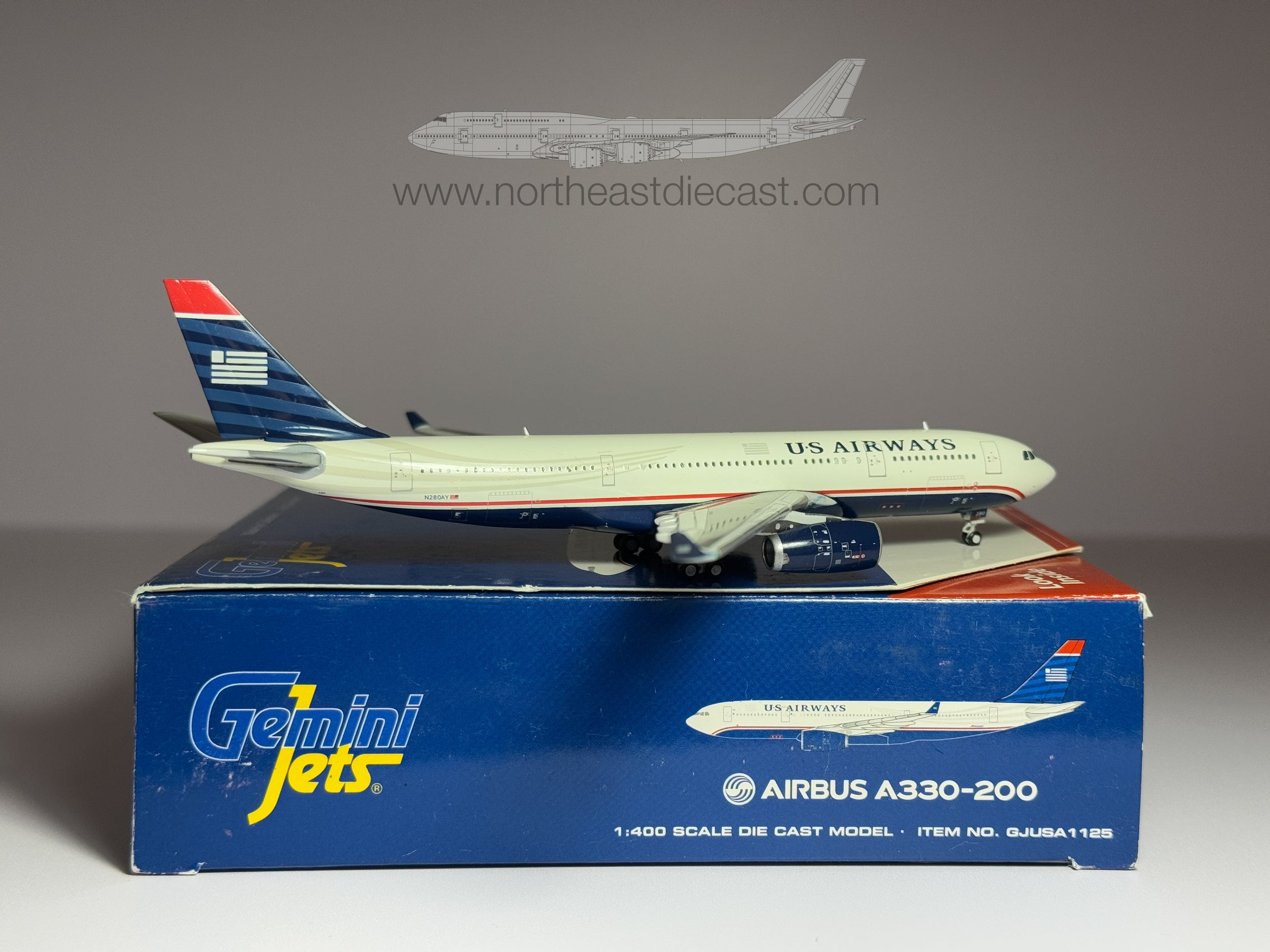 U.S Airways Airbus A330-200 1:400 Gemini Jets N280AY (GJUSA1125)