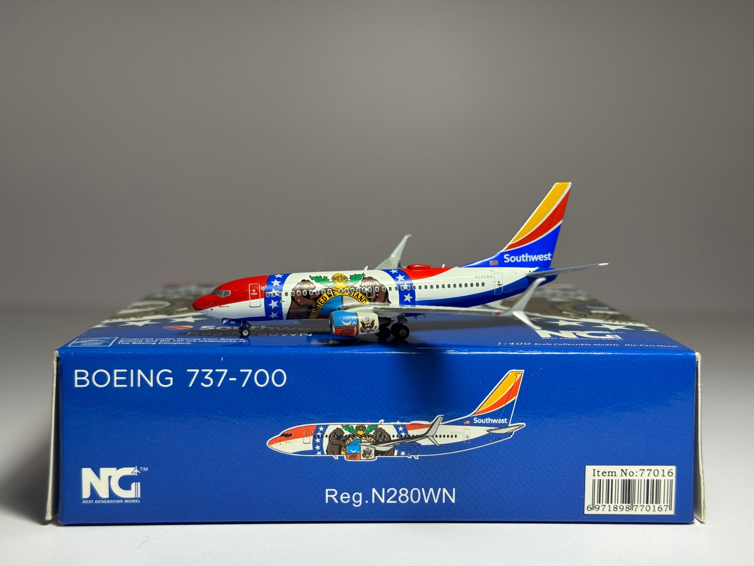 NG Models 1:400 Southwest Airlines Boeing 737-700 N280WN Missouri One 77016