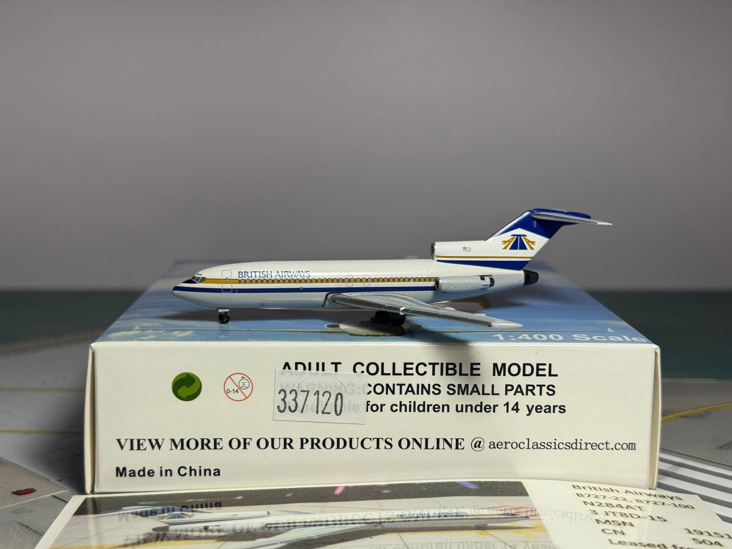 Aeroclassics 1:400 British Airways Boeing 727-100 N284AT ATA Hybrid ACN284AT