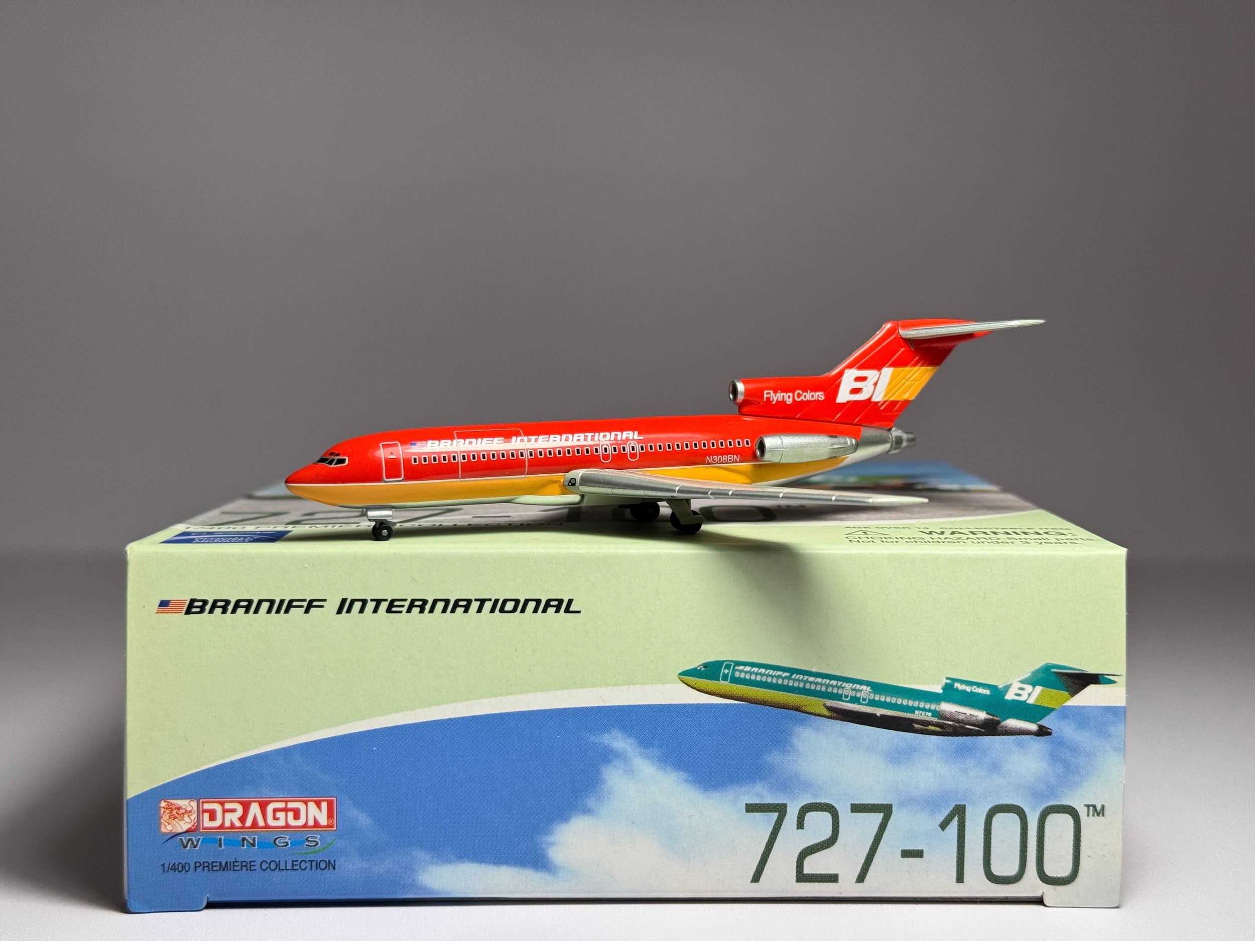 Dragon Wings 1:400 Braniff Boeing 727-100 N308BN Flying Colors Red DW56147