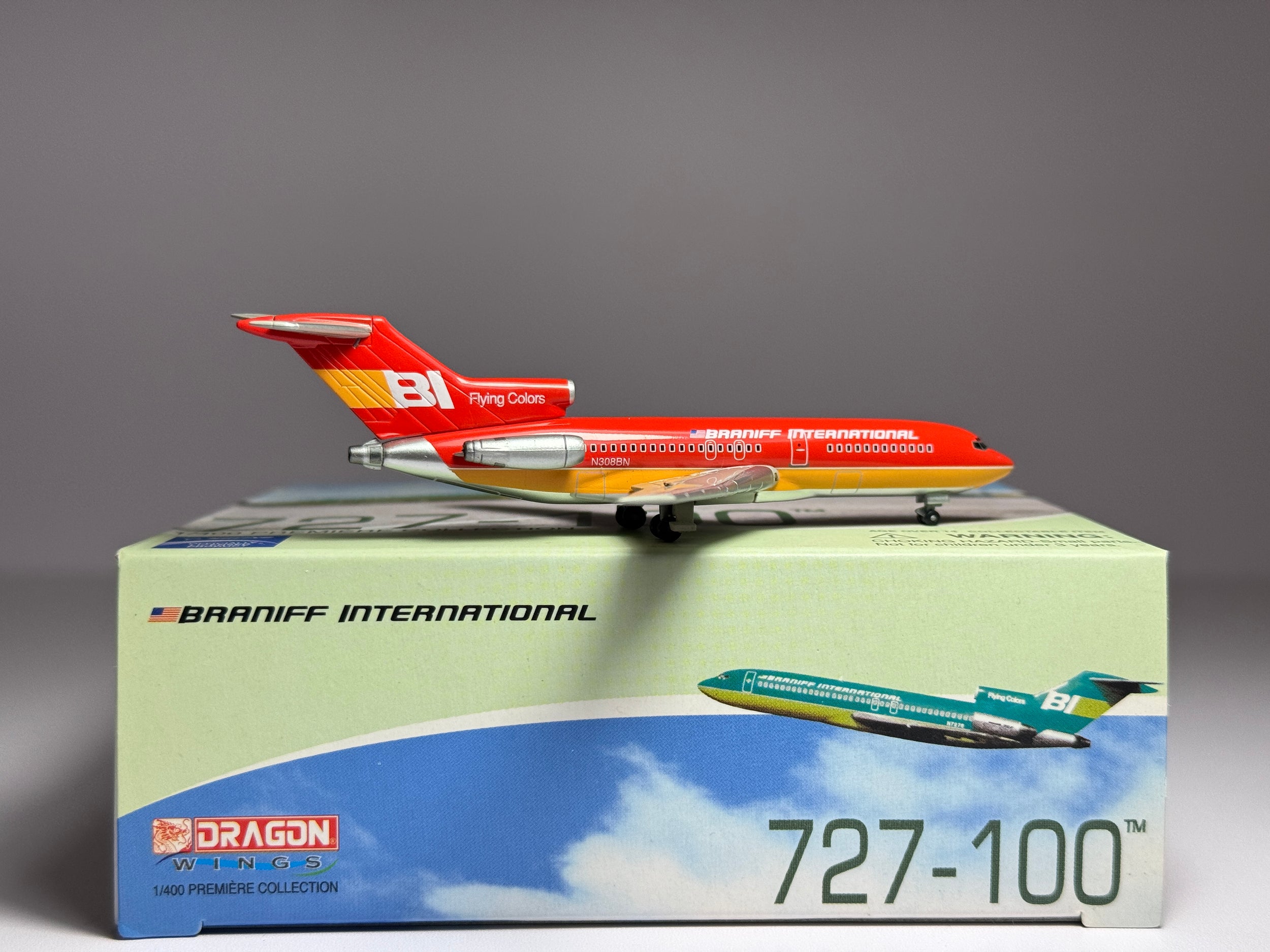 Dragon Wings 1:400 Braniff Boeing 727-100 N308BN Flying Colors Red DW56147
