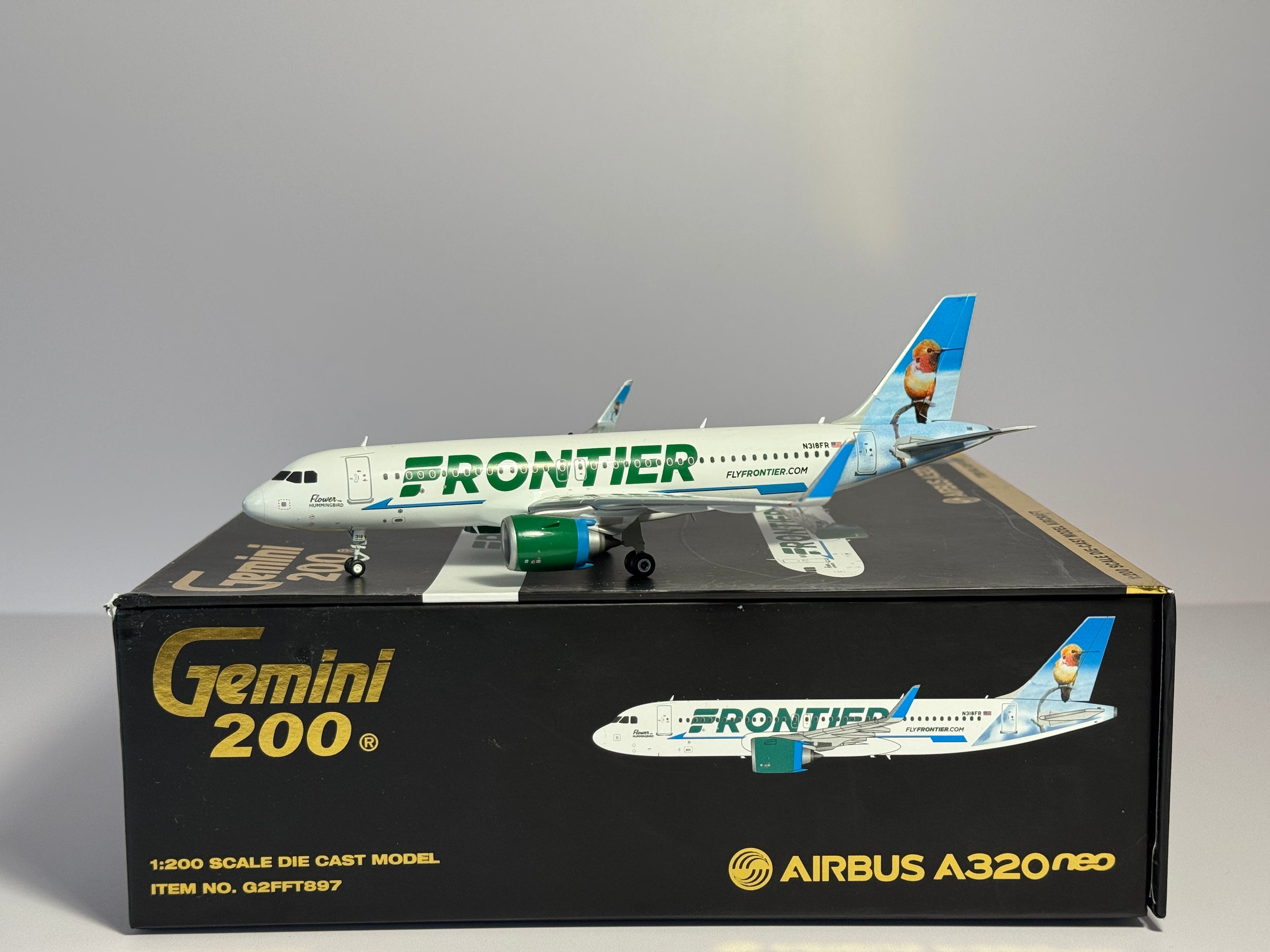 Gemini Jets 1:200 Frontier Airbus A320neo N318FR Hummingbird G2FFT897