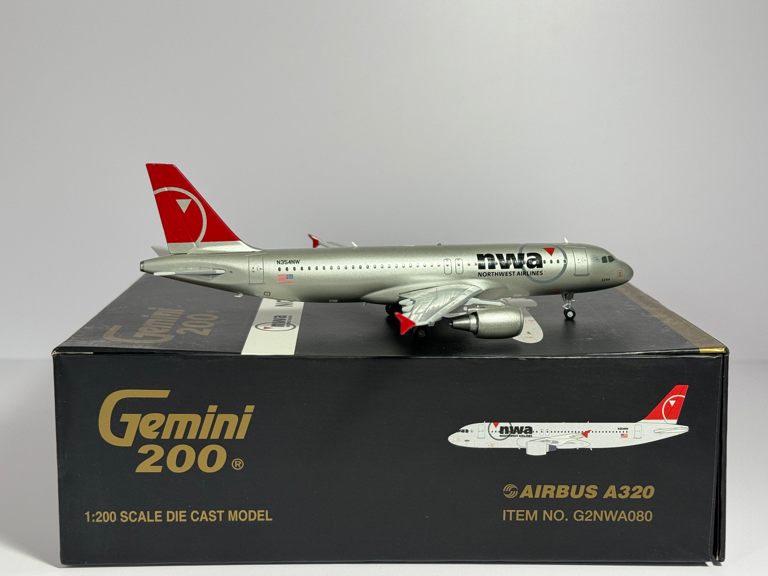 Gemini Jets 1:200 Northwest Airbus A320 N354NW last colors G2NWA080