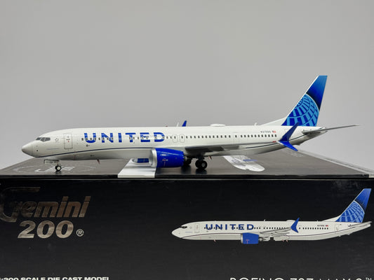 Gemini Jets 1:200 United Airlines Boeing 737 Max 9 N37555 Evo Blue G2UAL1256