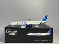 Gemini Jets 1:200 United Airlines Boeing 737 MAX 9 N37555 Evo Blue G2UAL1256