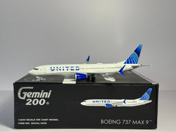 Gemini Jets 1:200 United Airlines Boeing 737 MAX 9 N37555 Evo Blue G2UAL1256