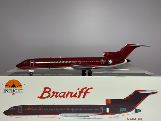 Inflight200 Braniff Boeing 727-200 N404BN Ultra Chocolate IF722BI0623 w/stand