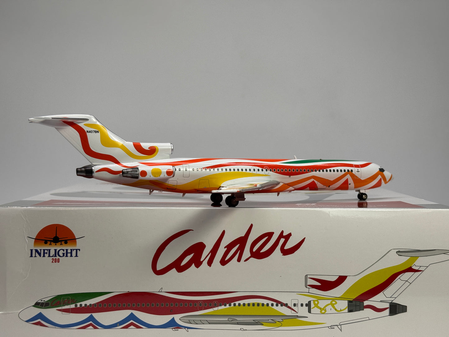 Inflight200 Braniff Boeing 727-200 N407BN Calder Mexico Livery IF722BN0924 w/stand