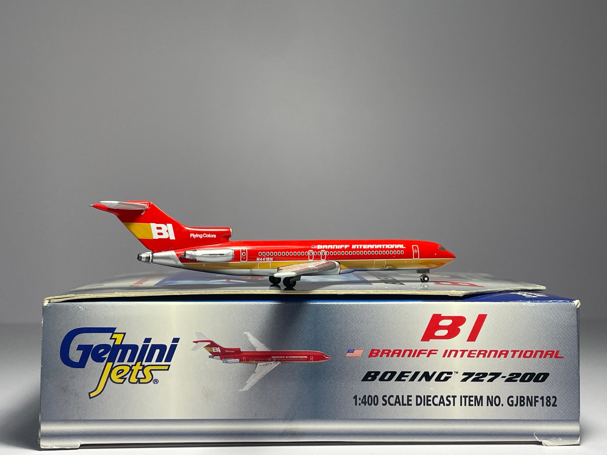 Gemini Jets 1:400 Braniff Boeing 727-200 N441BN Flying Colors Red GJBNF182