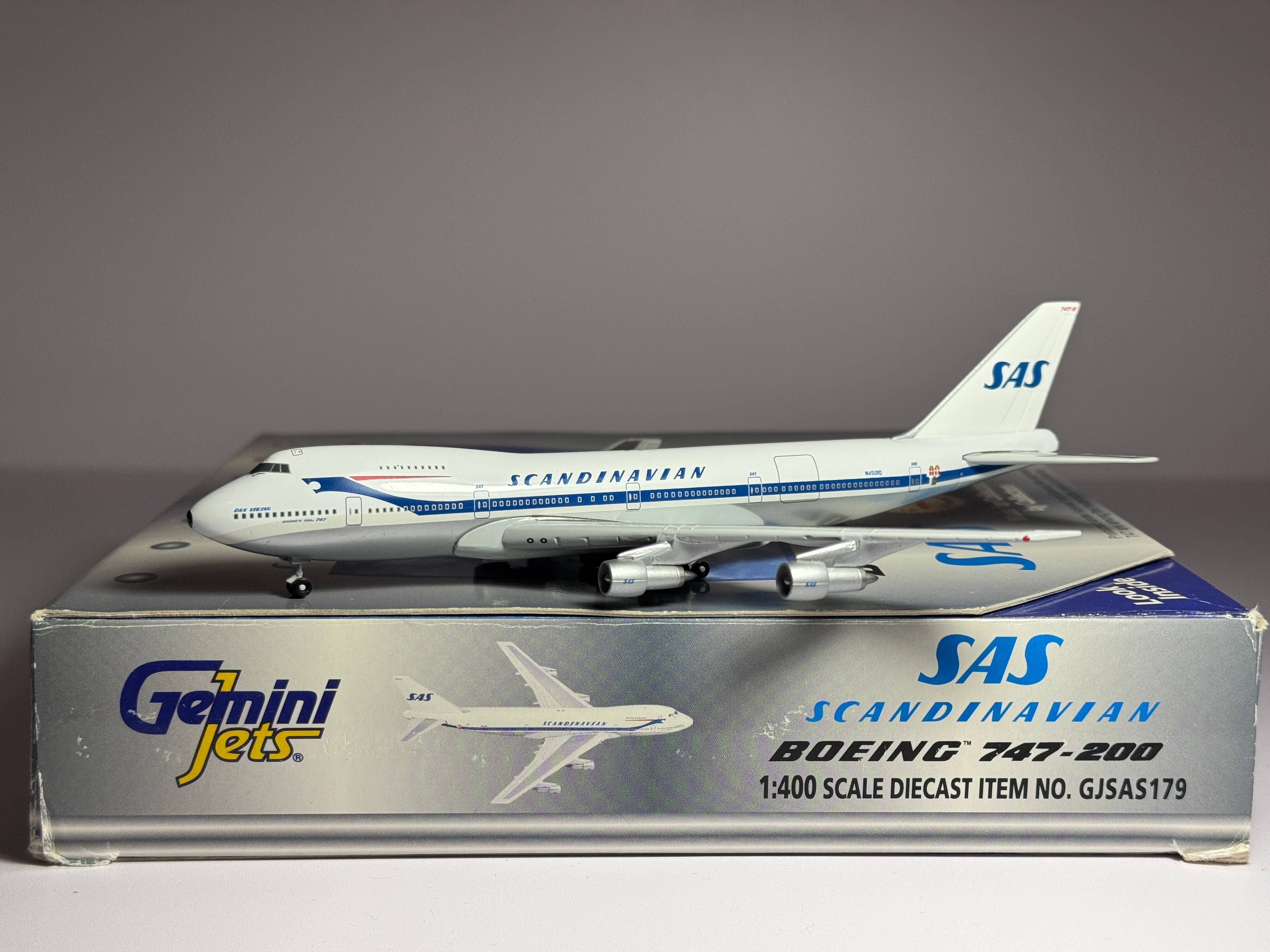 Gemini Jets 1:400 SAS Scandanavian Boeing 747-200 N4501Q Dan