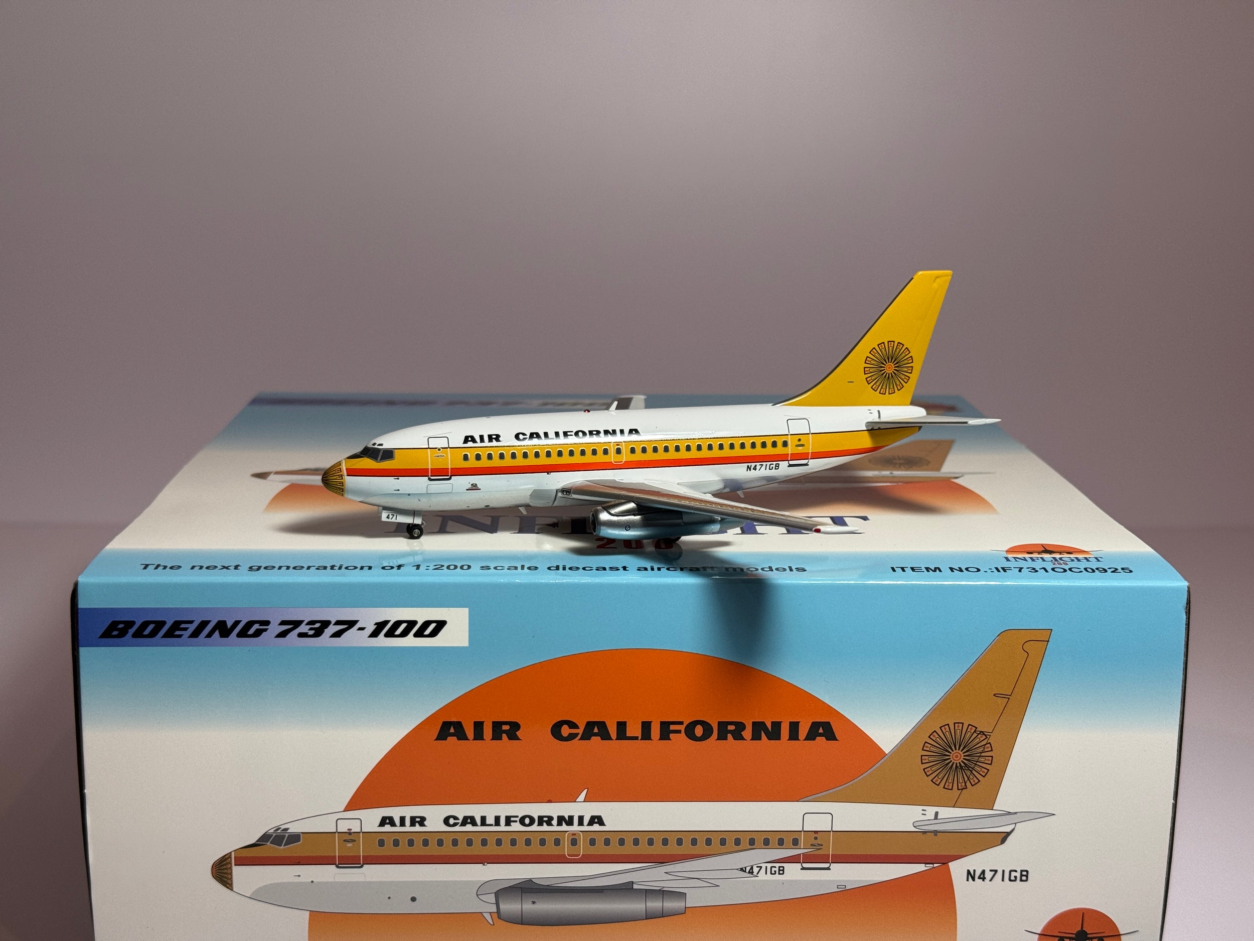 Inflight 1:200 Air California Boeing 737-100 N471GB 1960s colors IF731OC0925 w/stand