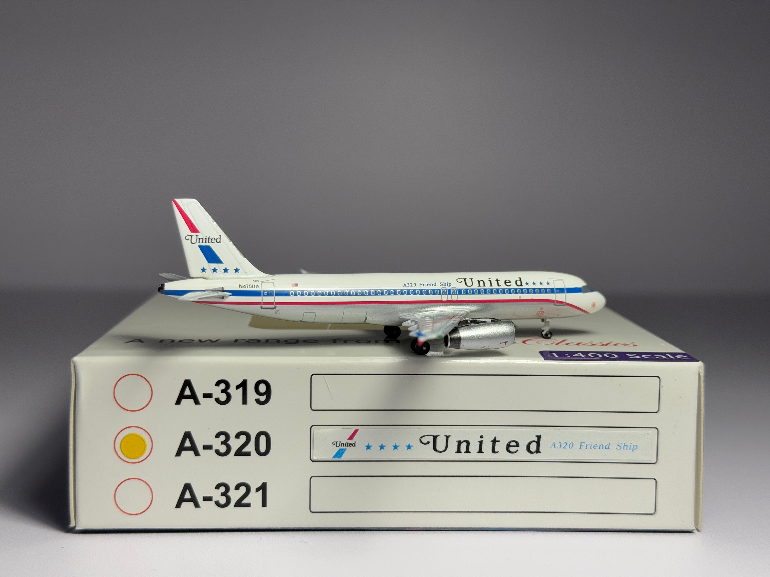 Aeroclassics 1:400 United Airlines Airbus A320-200 N475UA Stars & Bars ACN475UA