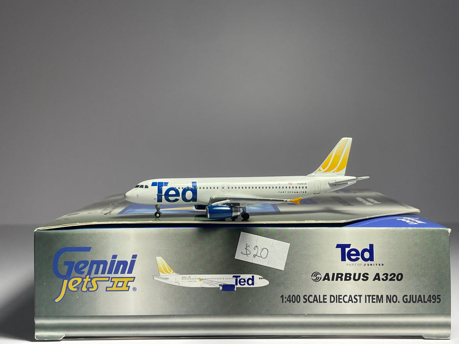 Gemini Jets 1:400 TED United Airbus A320-200 N495UA Golden Tulip GJUAL495