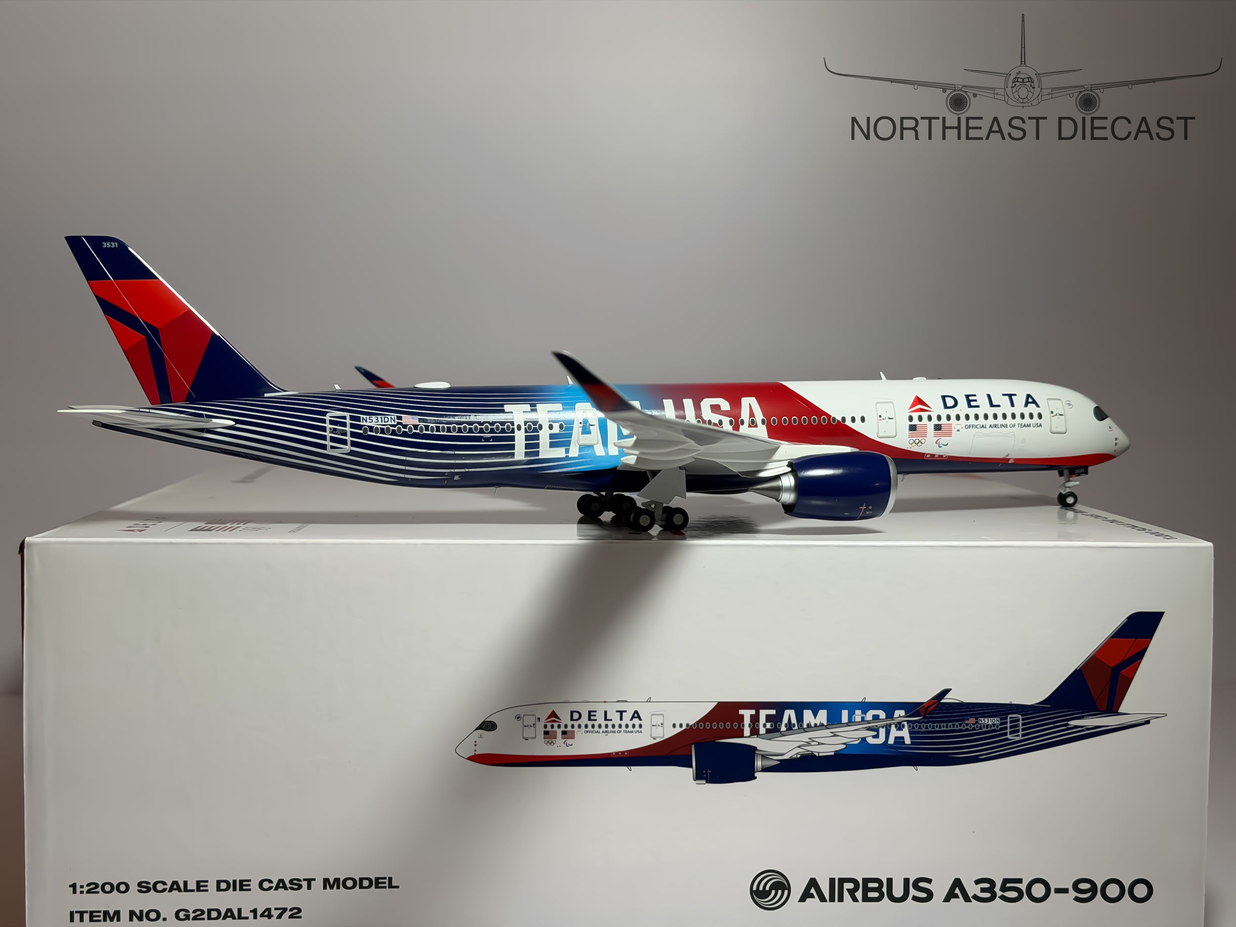 Delta Air Lines Airbus A350-900 1:200 Gemini Jets Team USA N531DN (G2DAL1472)