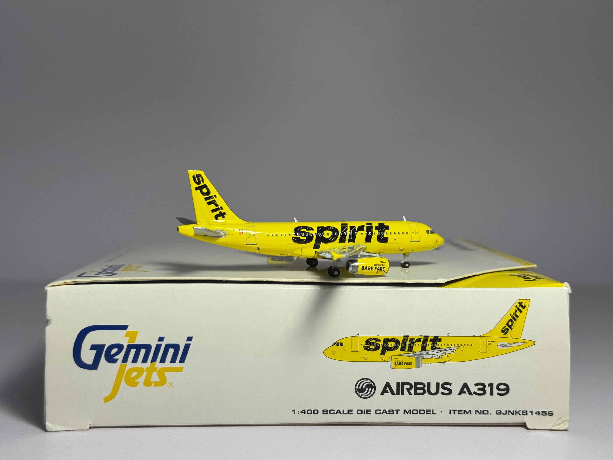 Gemini Jets 1:400 Spirit Airlines Airbus A319 N534NK Bare Fare GJNKS1456