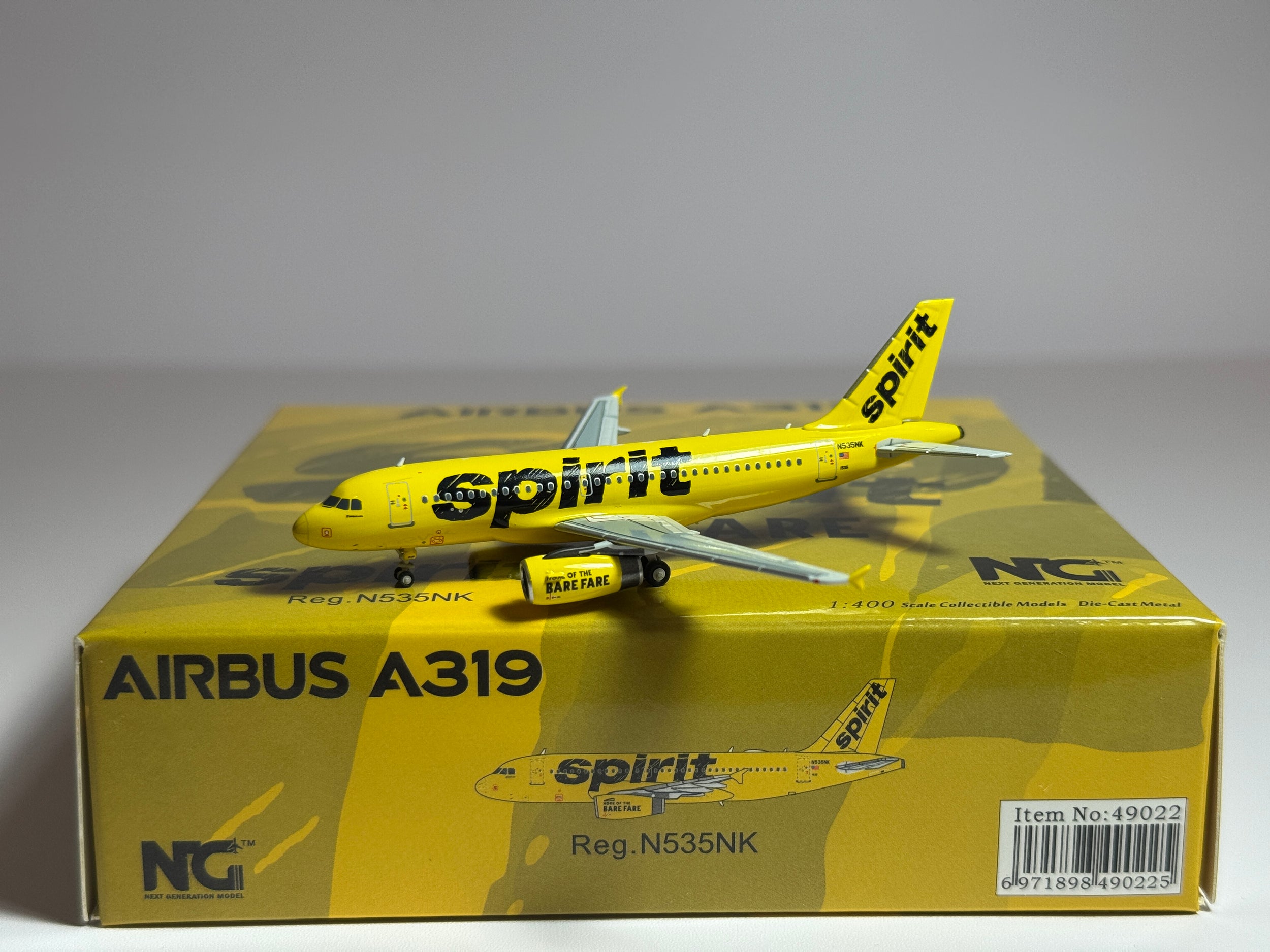 NG Models 1:400 Spirit Airlines Airbus A319 N535NK Bare Fare NG49022