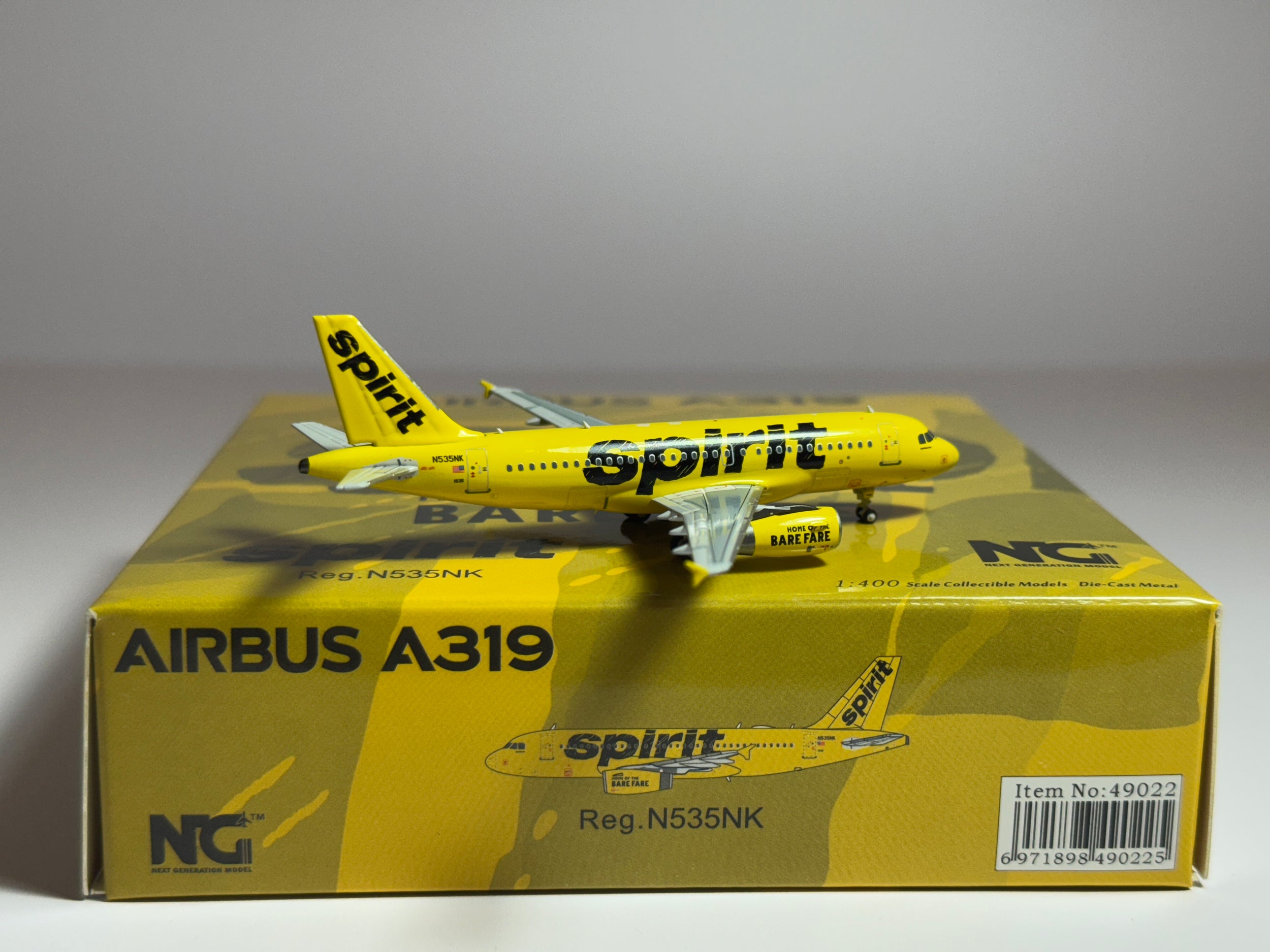 NG Models 1:400 Spirit Airlines Airbus A319 N535NK Bare Fare NG49022