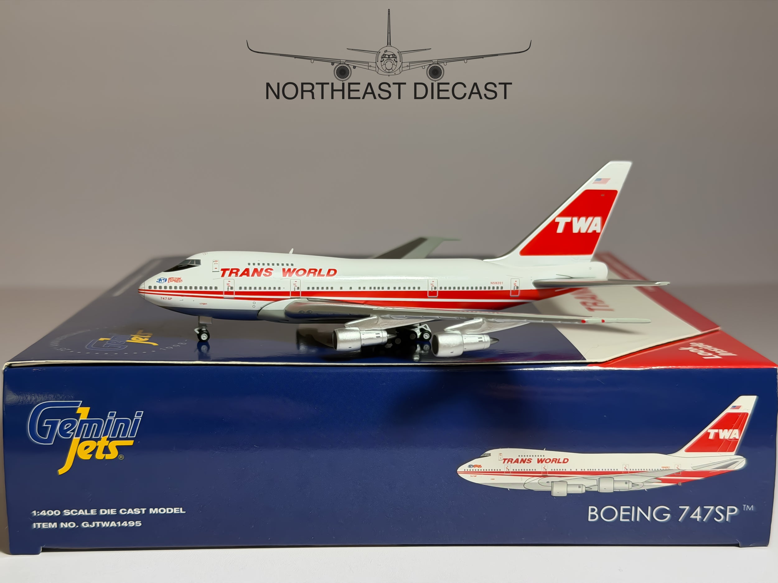 TWA Trans World Boeing 747SP 1:400 Gemini Jets N58201 (GJTWA1495)